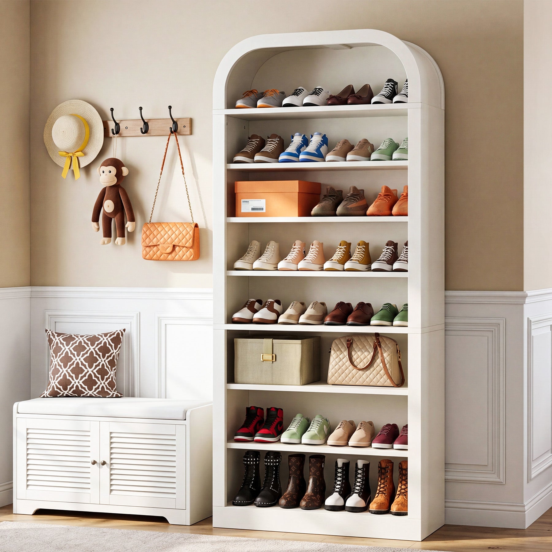 74” Tall Shoe Rack, 8-Tier Freestanding Shoe Cabinet Organizer for Entryway