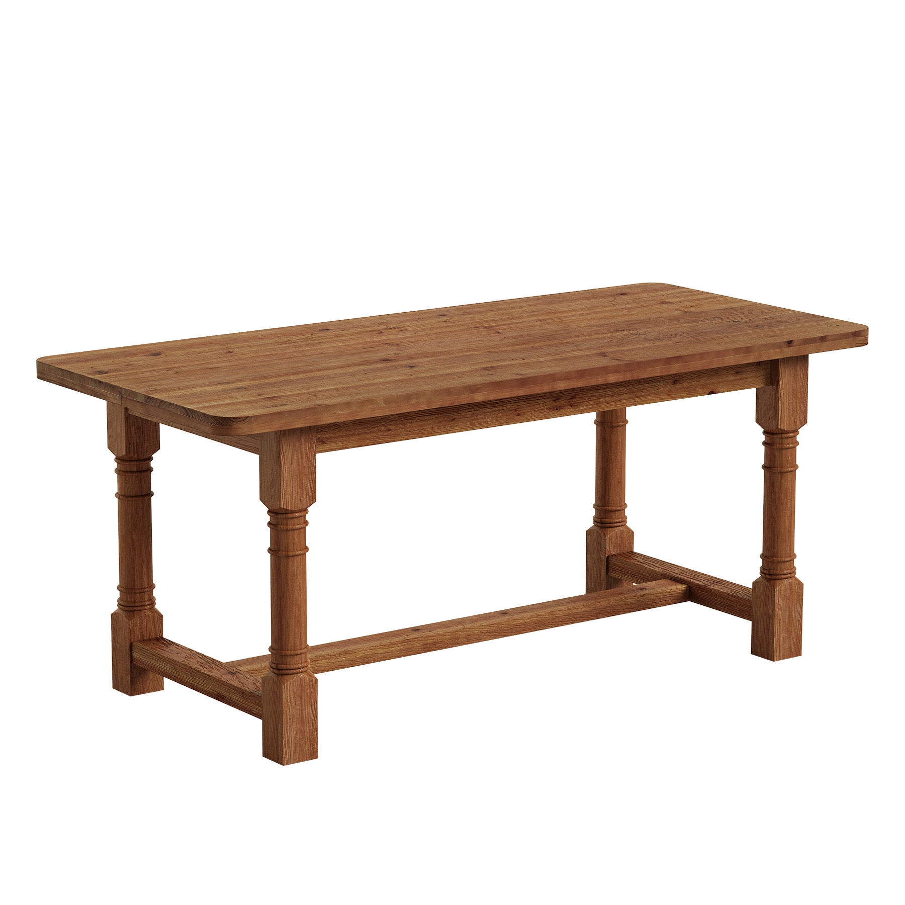 63" Solid Wood Dining Table, Farmhouse Kitchen Table with Trestle Base for 4-6