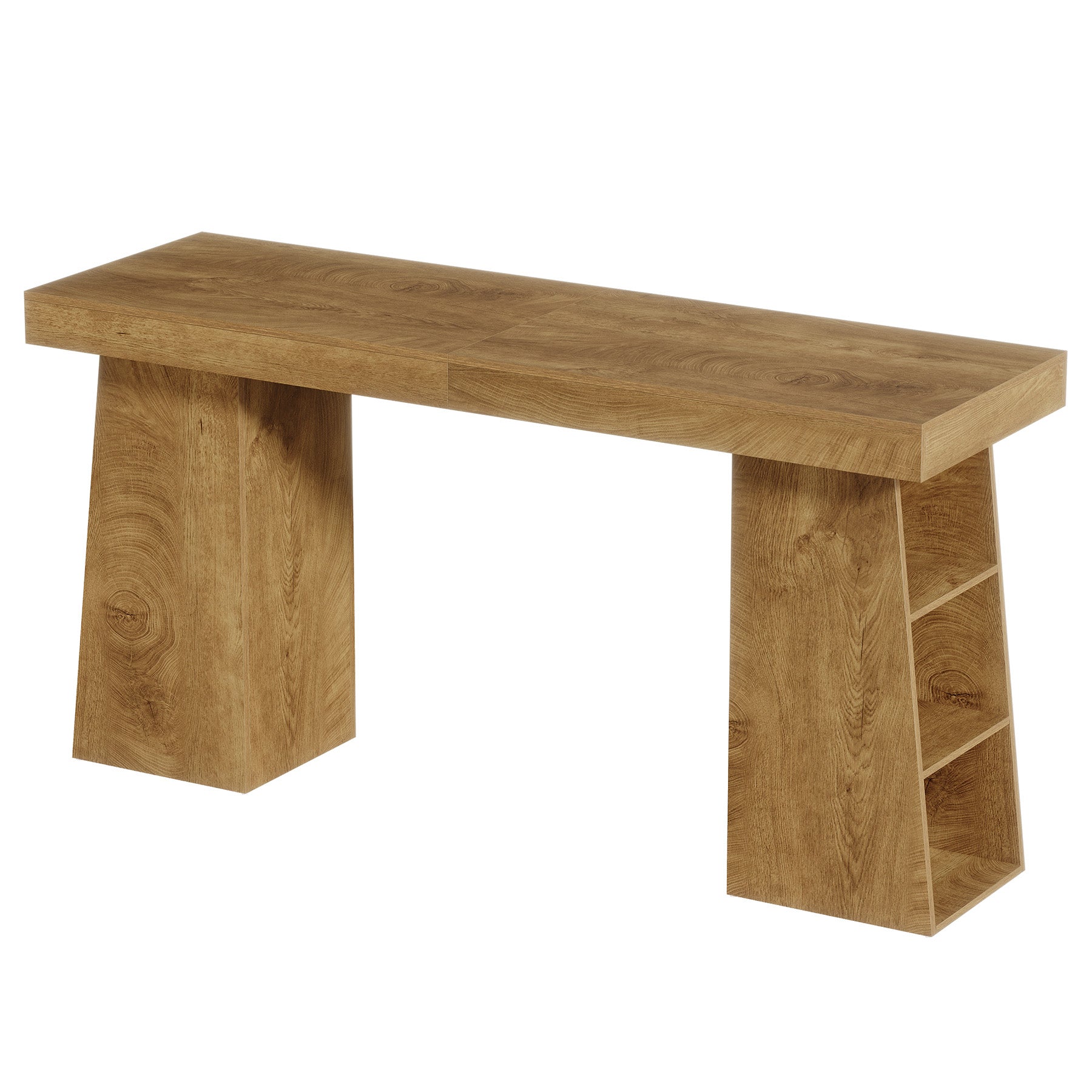 63" Bar Table, Counter Height Pub Cocktail Table with Storage Shelves