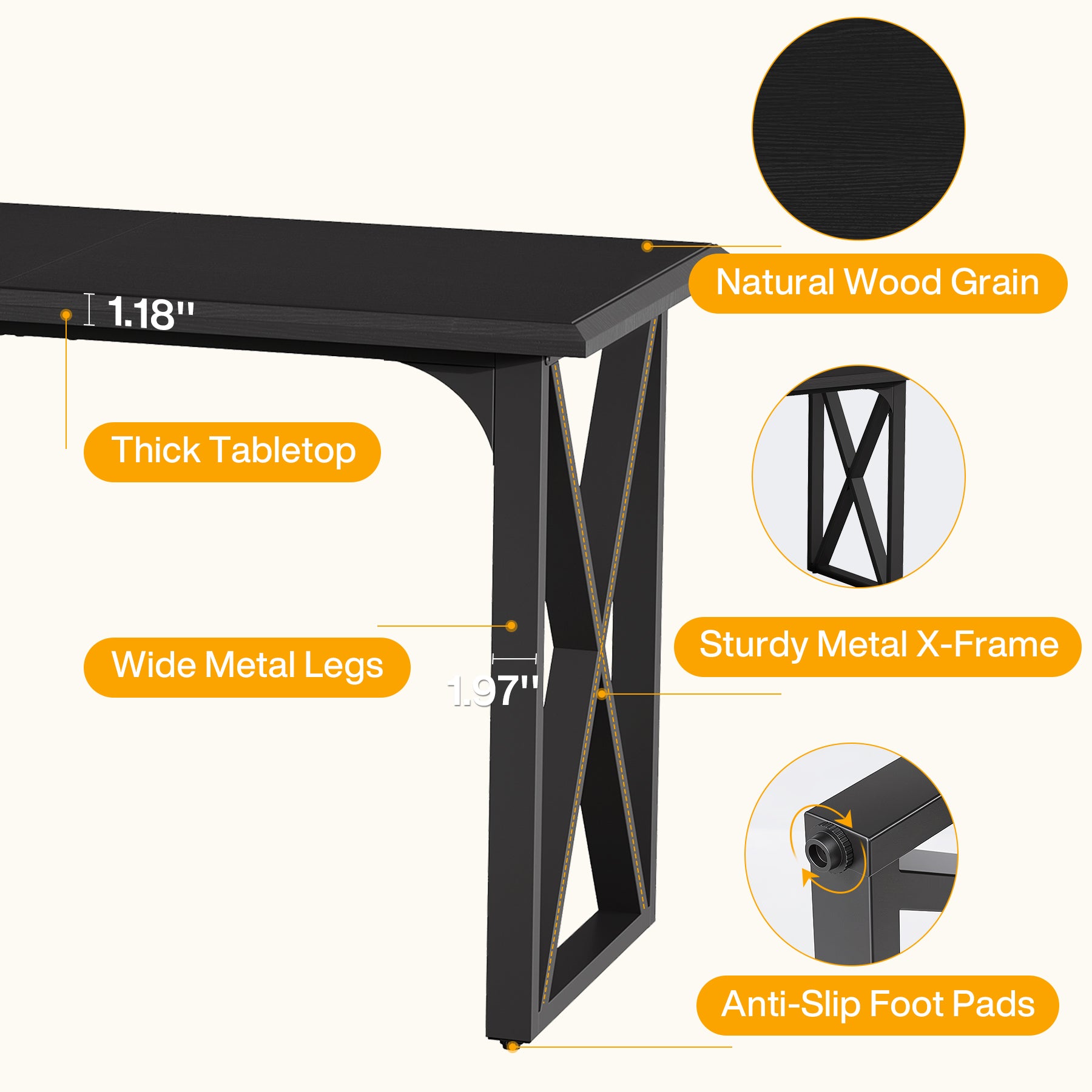 55" Rectangle Bar Table, Counter Height Pub Table for Dining Room, Kitchen