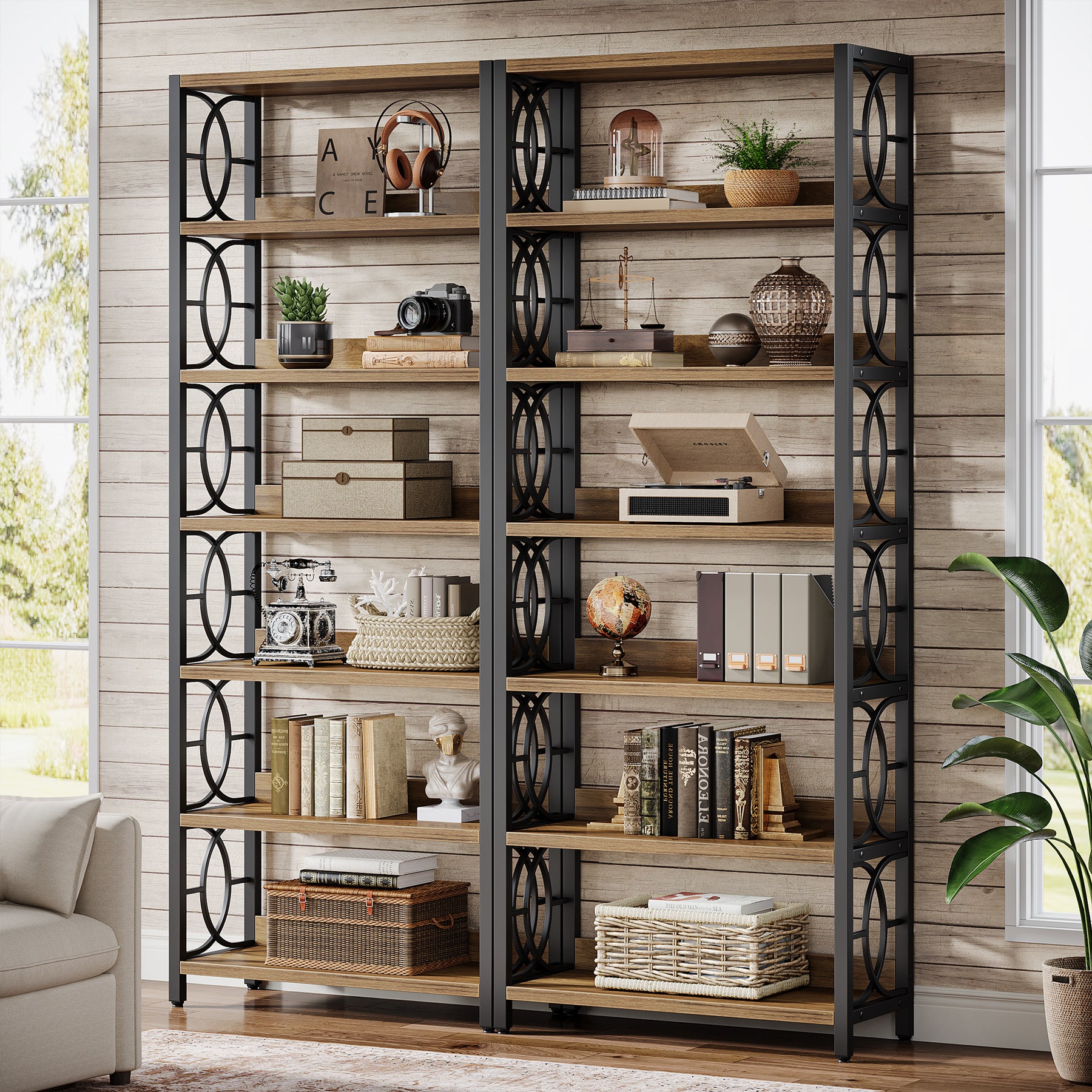 6 - Tier Bookshelf, 70.86" Bookcase Industrial Freestanding Display Shelf Tribesigns