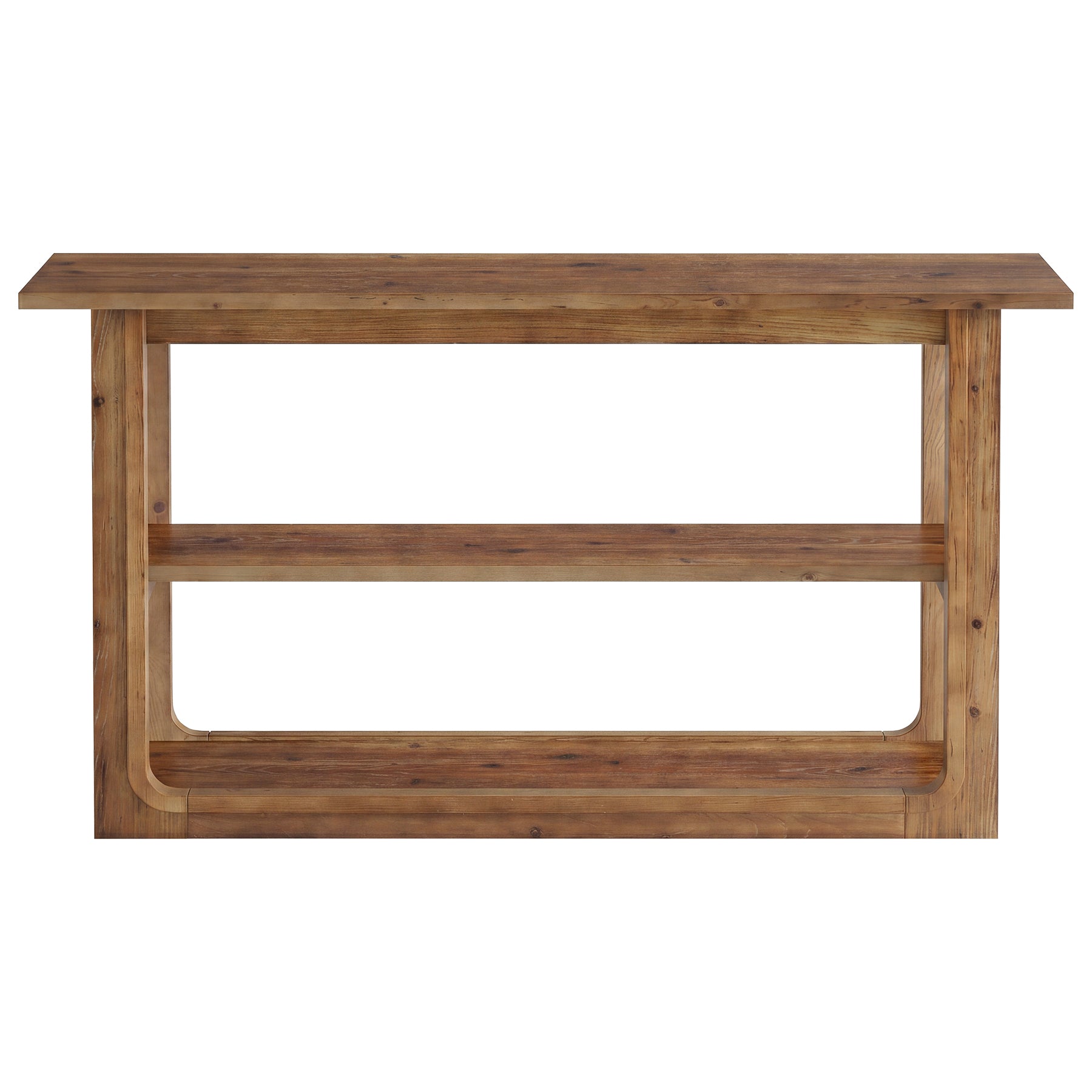 55" Solid Wood Console Table, 3-Tier Farmhouse Accent Sofa Table for Entryway