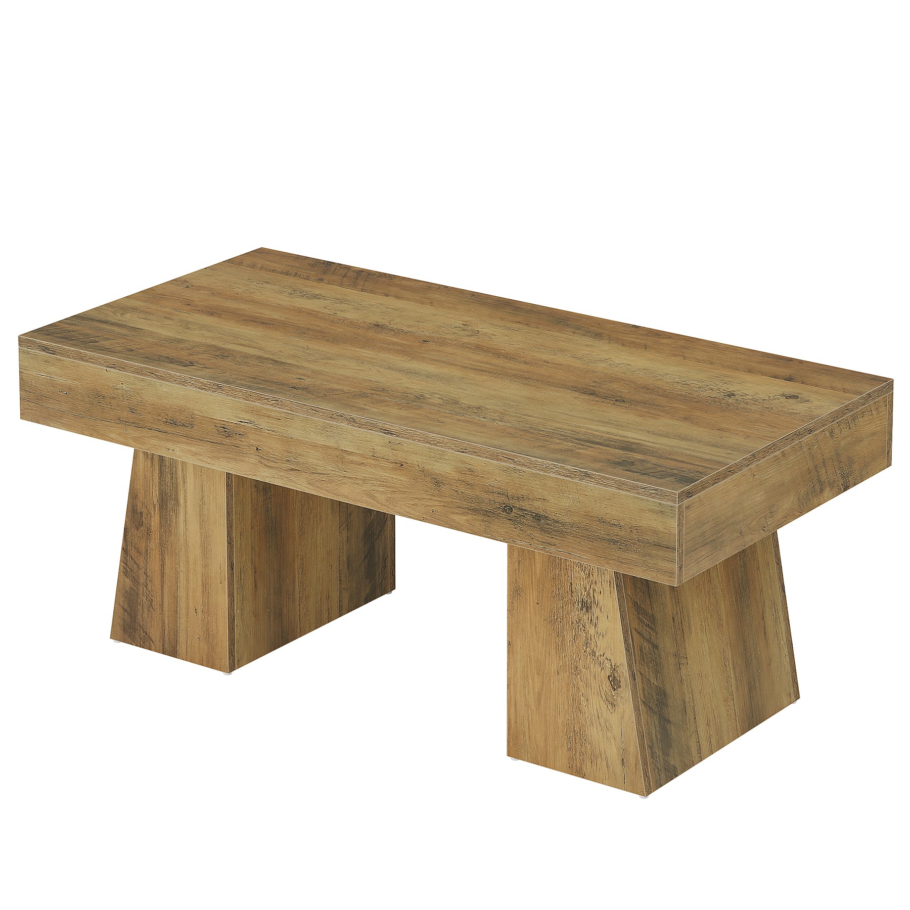 47.24" Farmhouse Coffee Table, Rectangular Center Table with Thick Base
