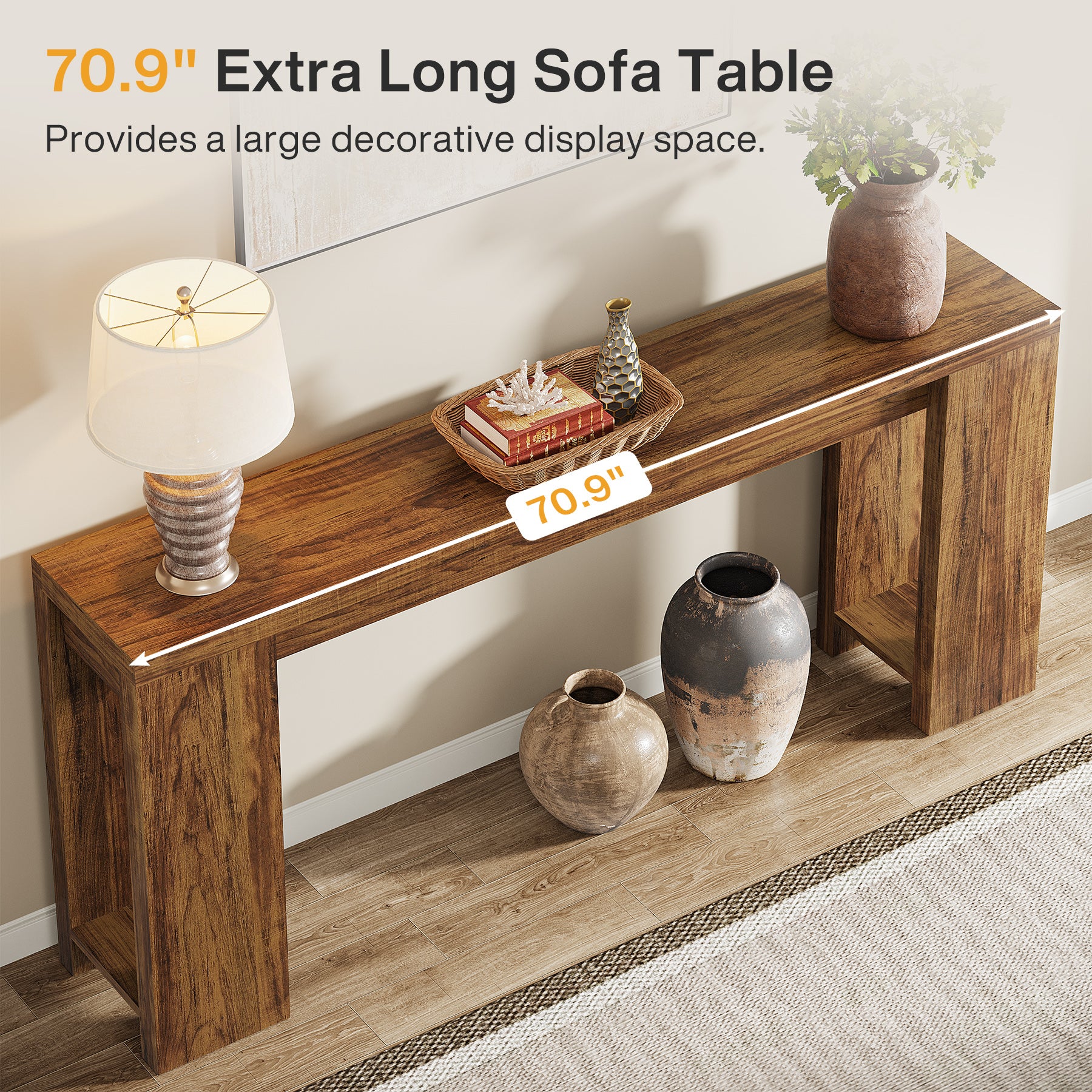 Tribesigns 70.9" Extra Long Console Table, Farmhouse Narrow Sofa Table for Entryway