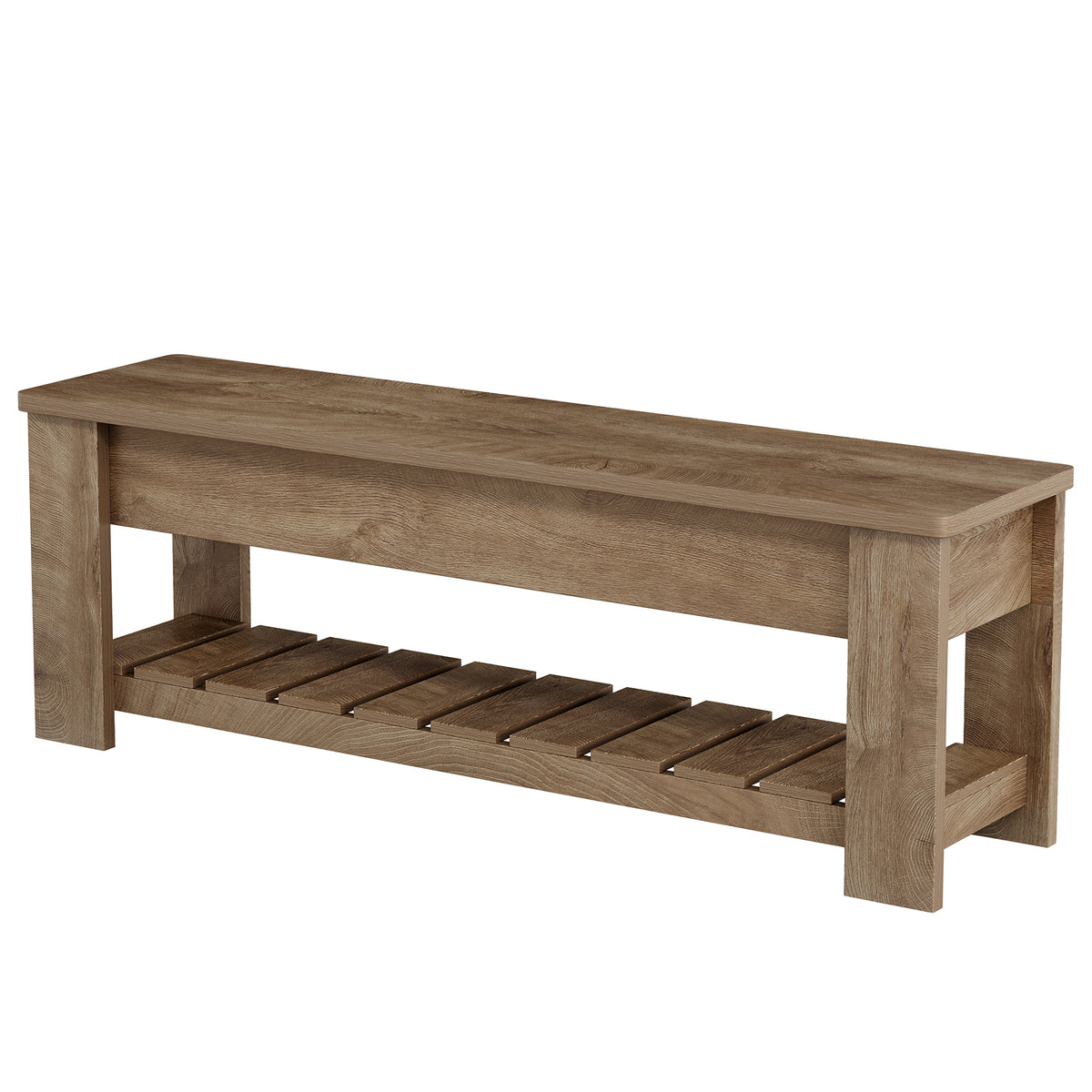 55.12" Lift Top Entryway Bench with Shoe Rack and Hidden Storage