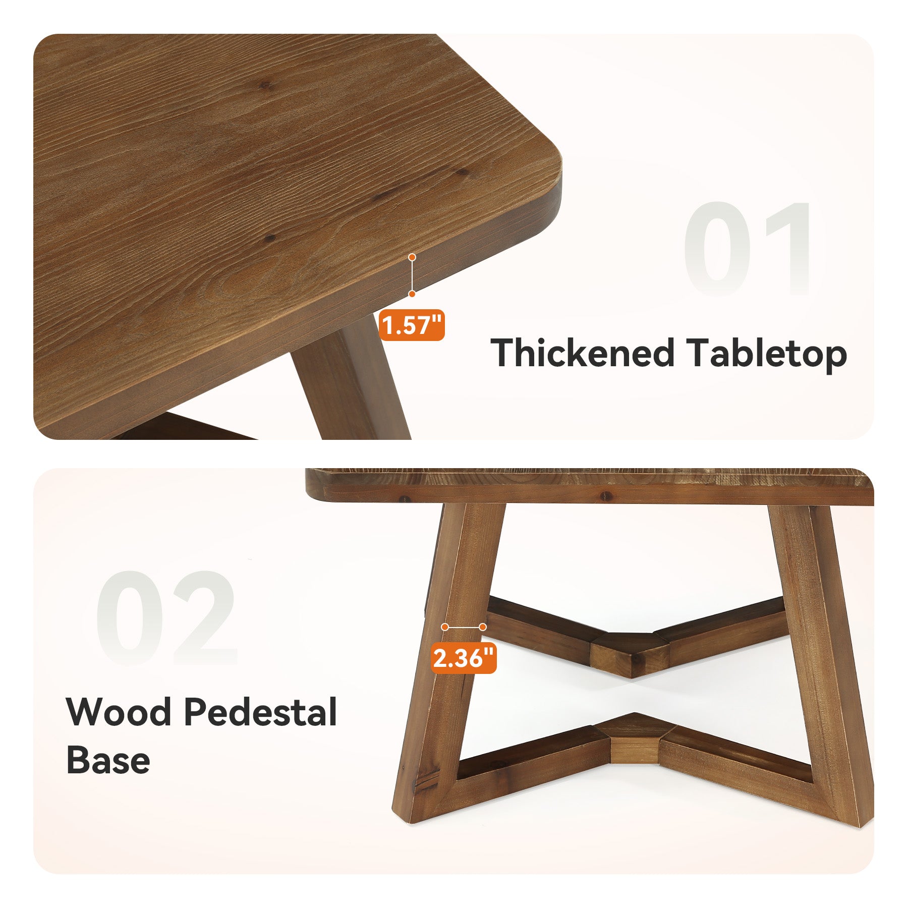 Solid Wood Square Coffee Table, 31.5" Simple Center Table for Living Room