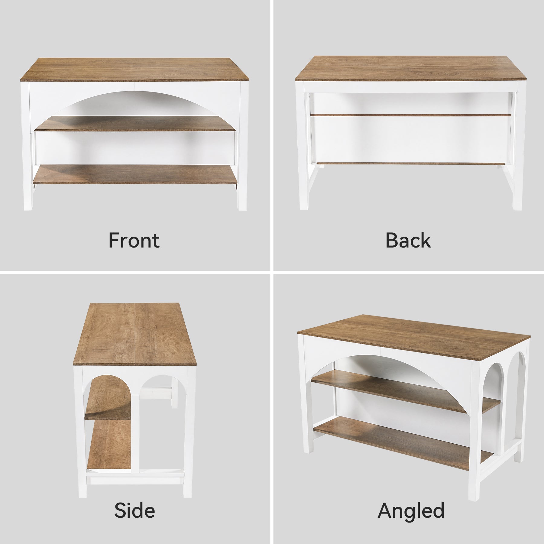 55" Kitchen Island with 2-Tier Shelves, Modern Stationary Island for Kitchen