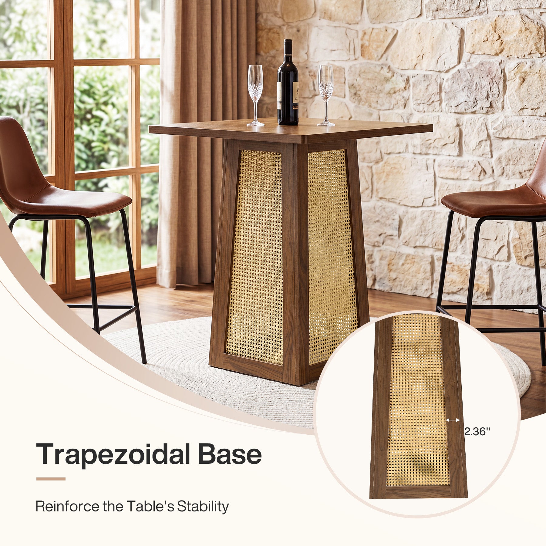 31.5" Square Bar Table for 2–4, Counter Height Pub Table with Pedestal Base for Home Bar