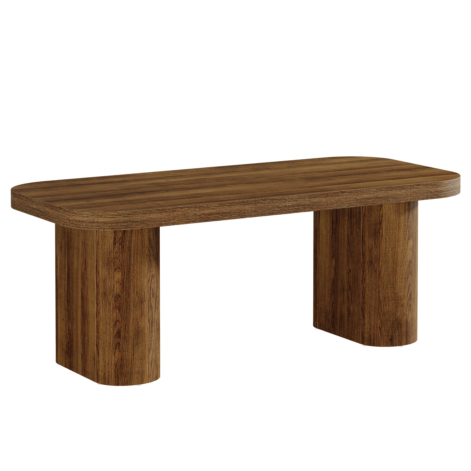 47-Inch Farmhouse Coffee Table, Rectangular Center Table with Rounded Corners and Sturdy Base