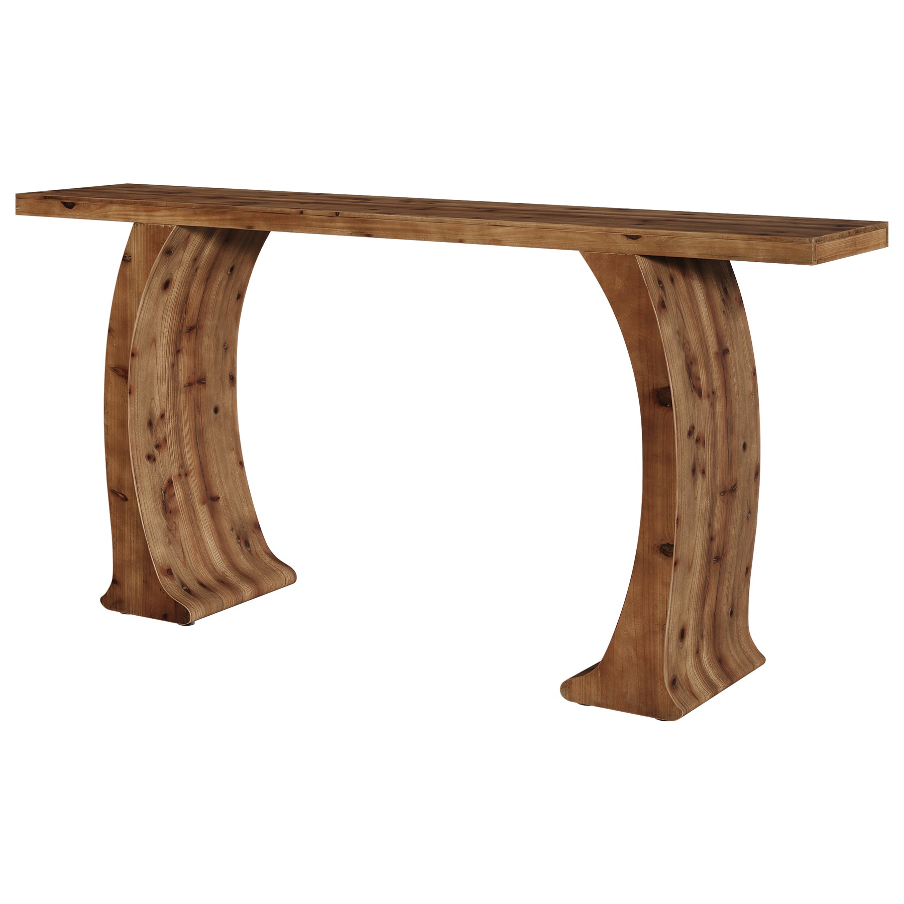 63" Farmhouse Console Table, Rustic Entryway Table with Curved Legs