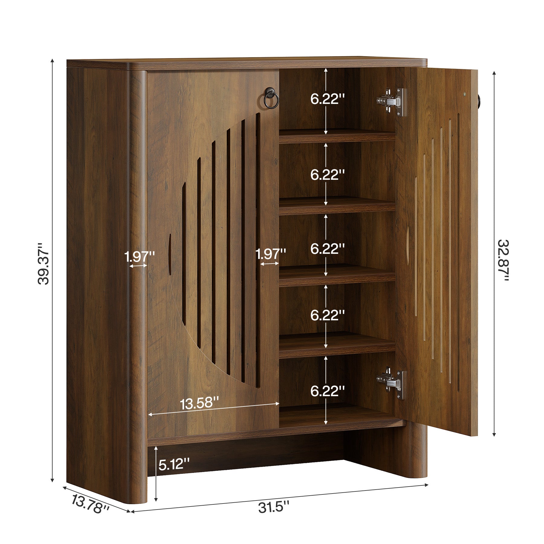 5-Tier Shoe Cabinet with Doors, Shoe Storage Organizer with Removable Shelf