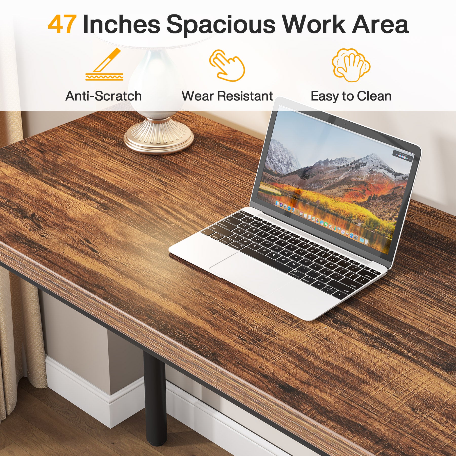 47" Computer Desk with 5 Drawers, Compact Storage Home Office Desk