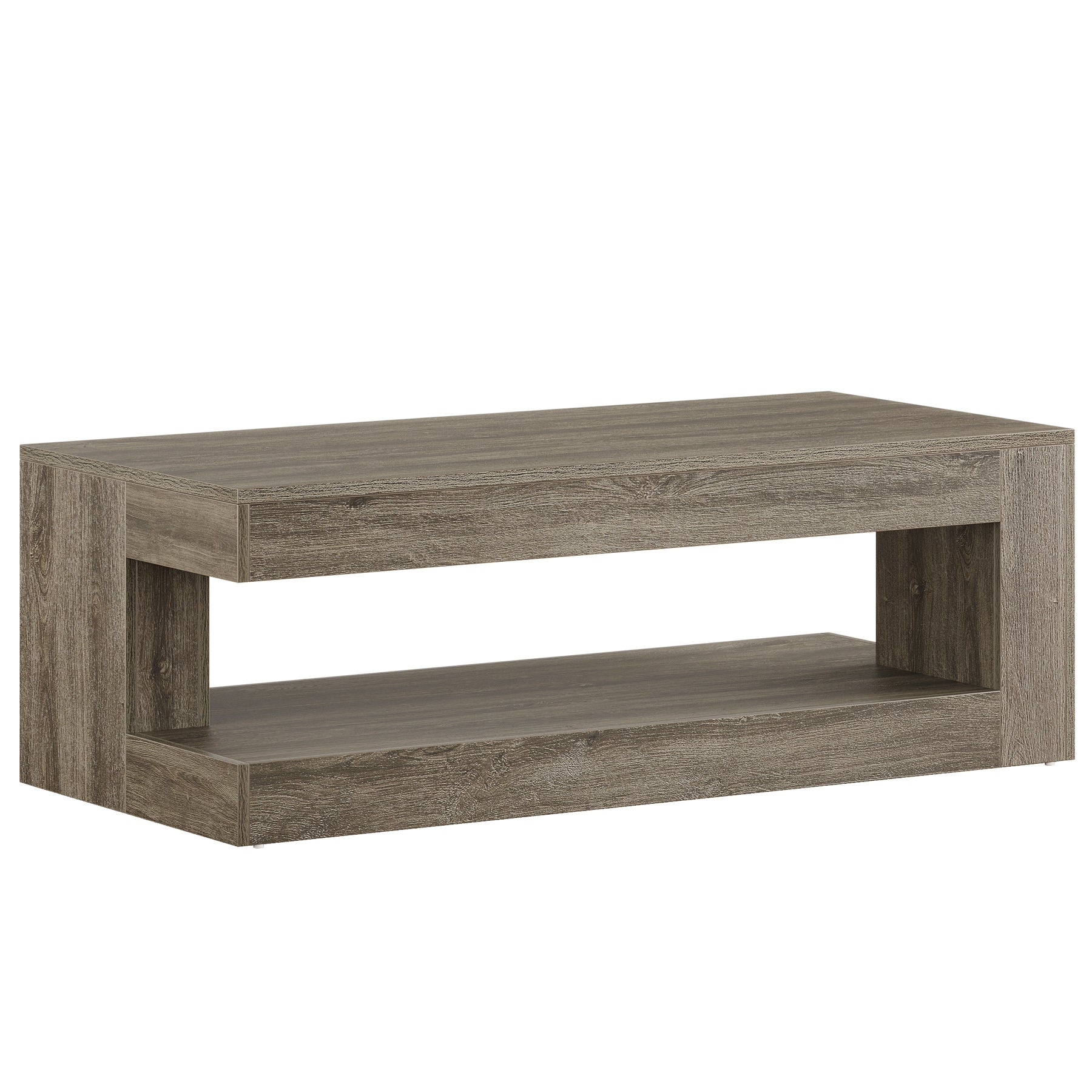 47.24" Coffee Table, Farmhouse 2-Tier Tea Cocktail Table with Storage