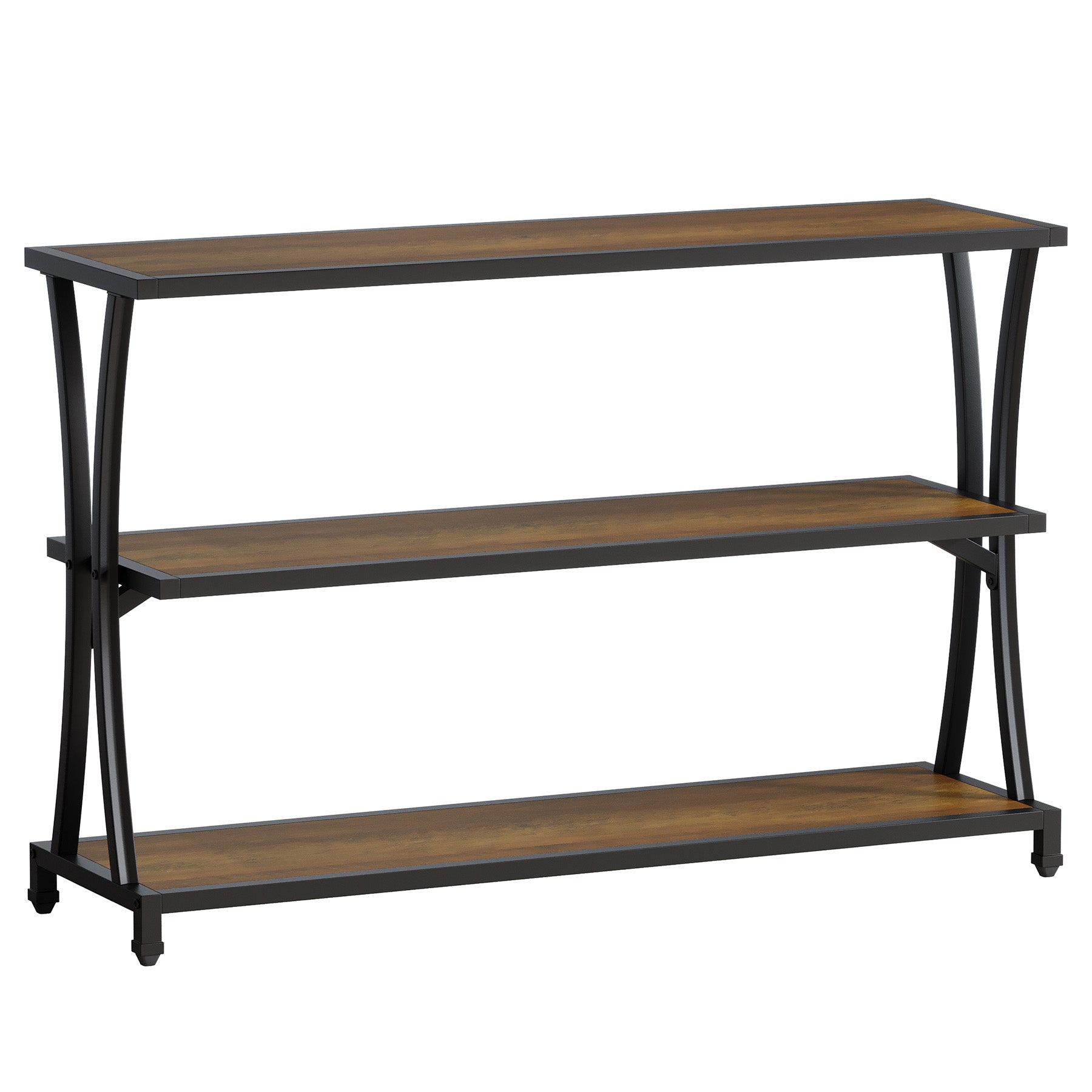 3-Tier Industrial Entryway Console Table, Narrow Sofa Table with Open Storage