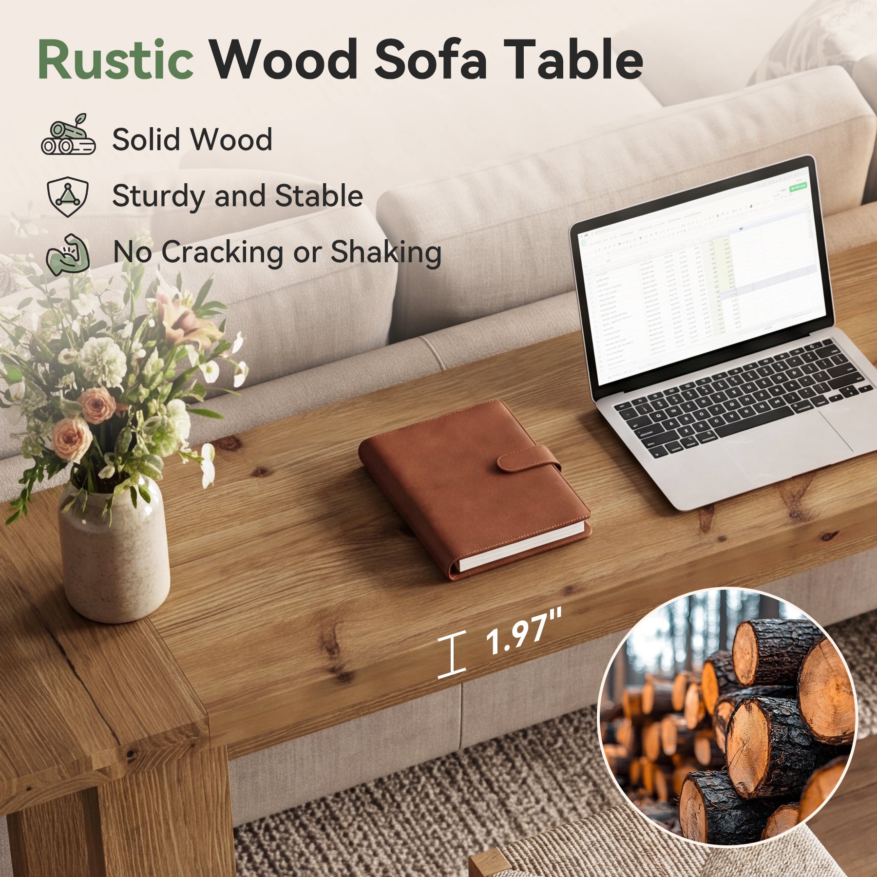 78.74" Solid Wood Console Table, Long Entryway Table with Hollow U-shaped Base