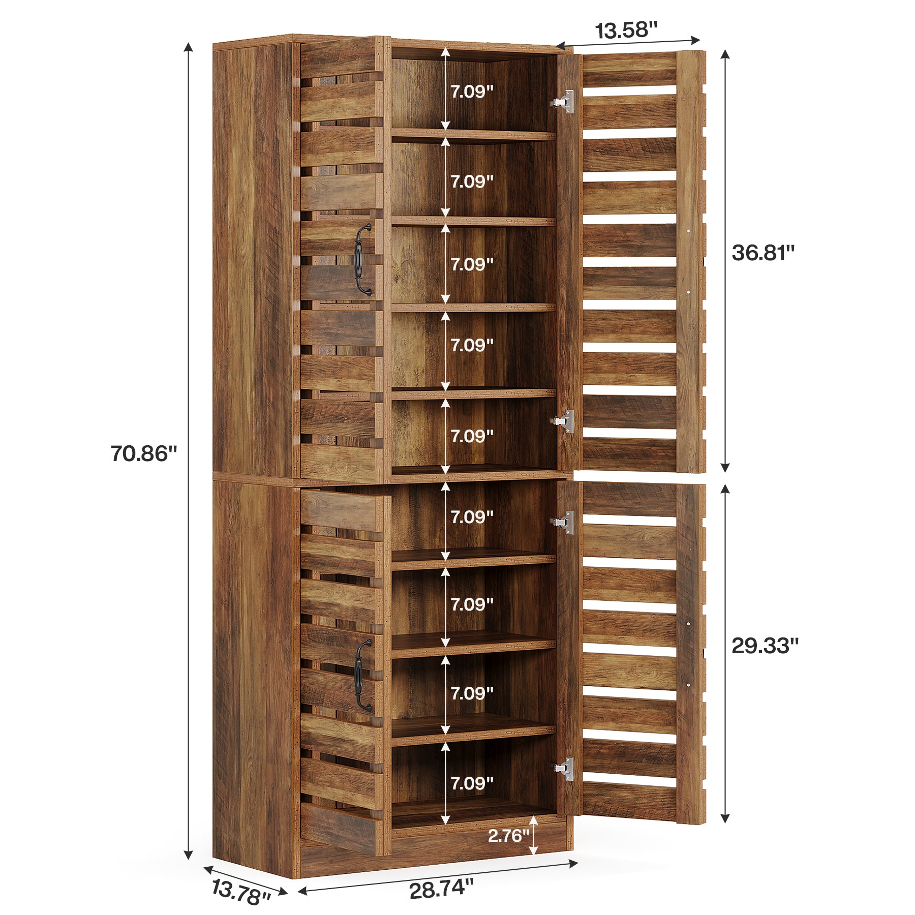 70.8" Shoe Cabinet, 9-Tier Vertical Shoe Rack with Shutter Doors