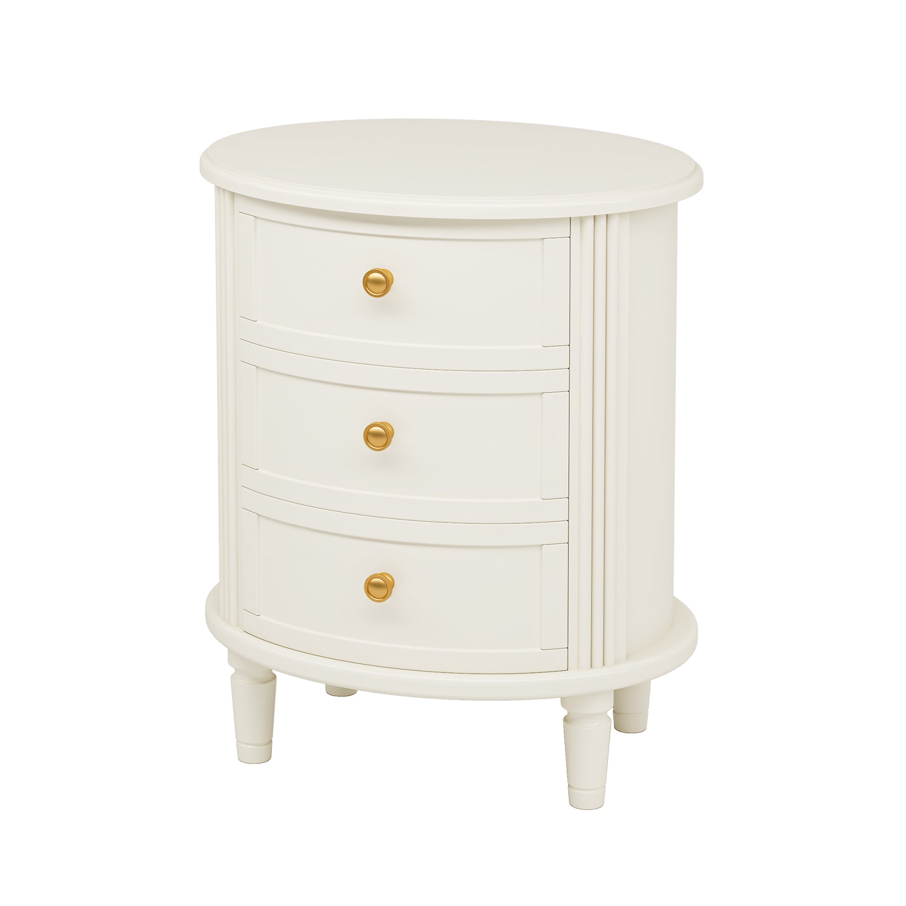 Wood Nightstand Bedside Table with 3 Drawers & Solid Wood Legs