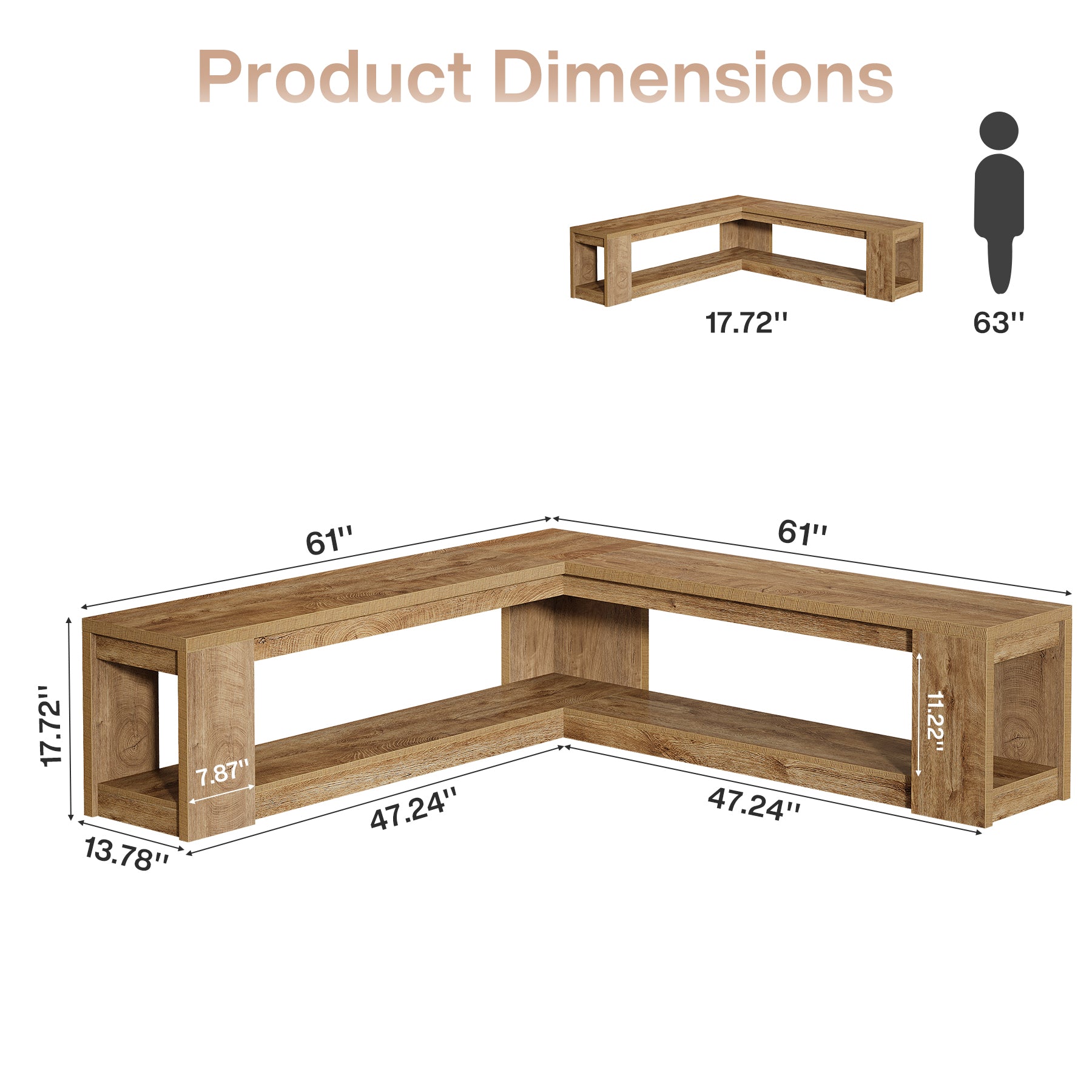 L-Shaped Bench with Storage, Corner Entryway Bench for Living Room