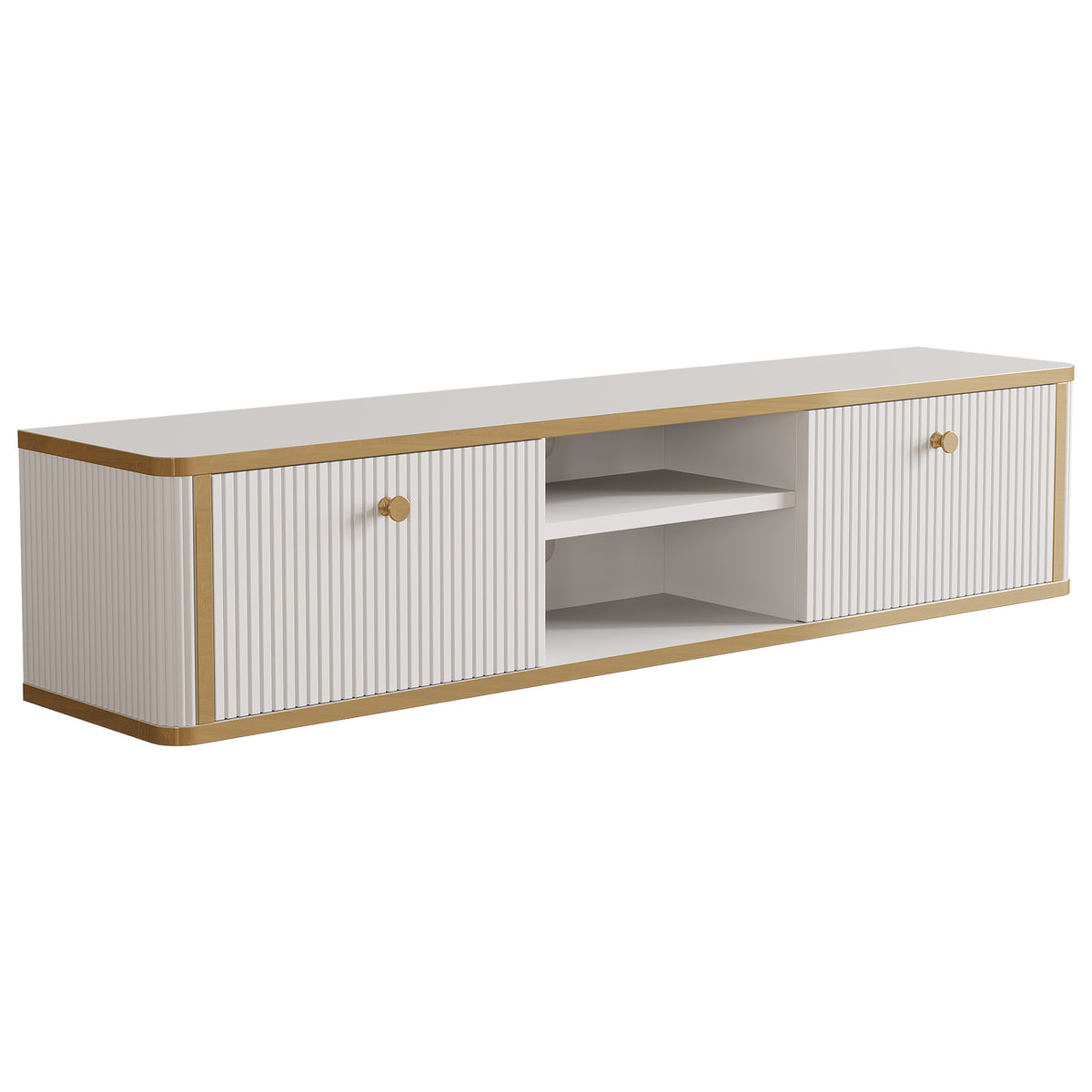 55" Floating TV Stand with 2 Drawers, Wall Mounted Entertainment Center for Living Room