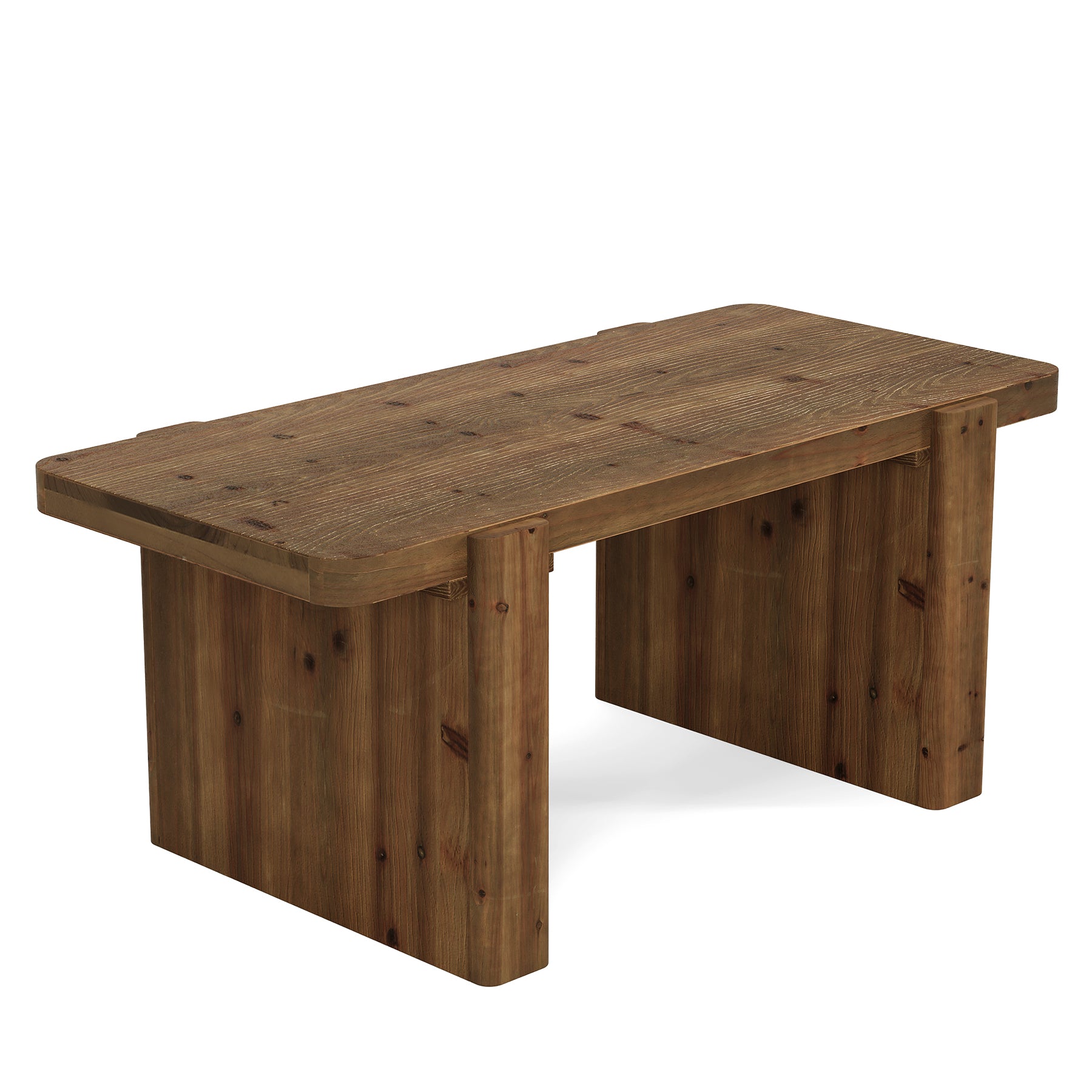 47" Solid Wood Coffee Table, Rectangular Center Table with Heavy-Duty Legs