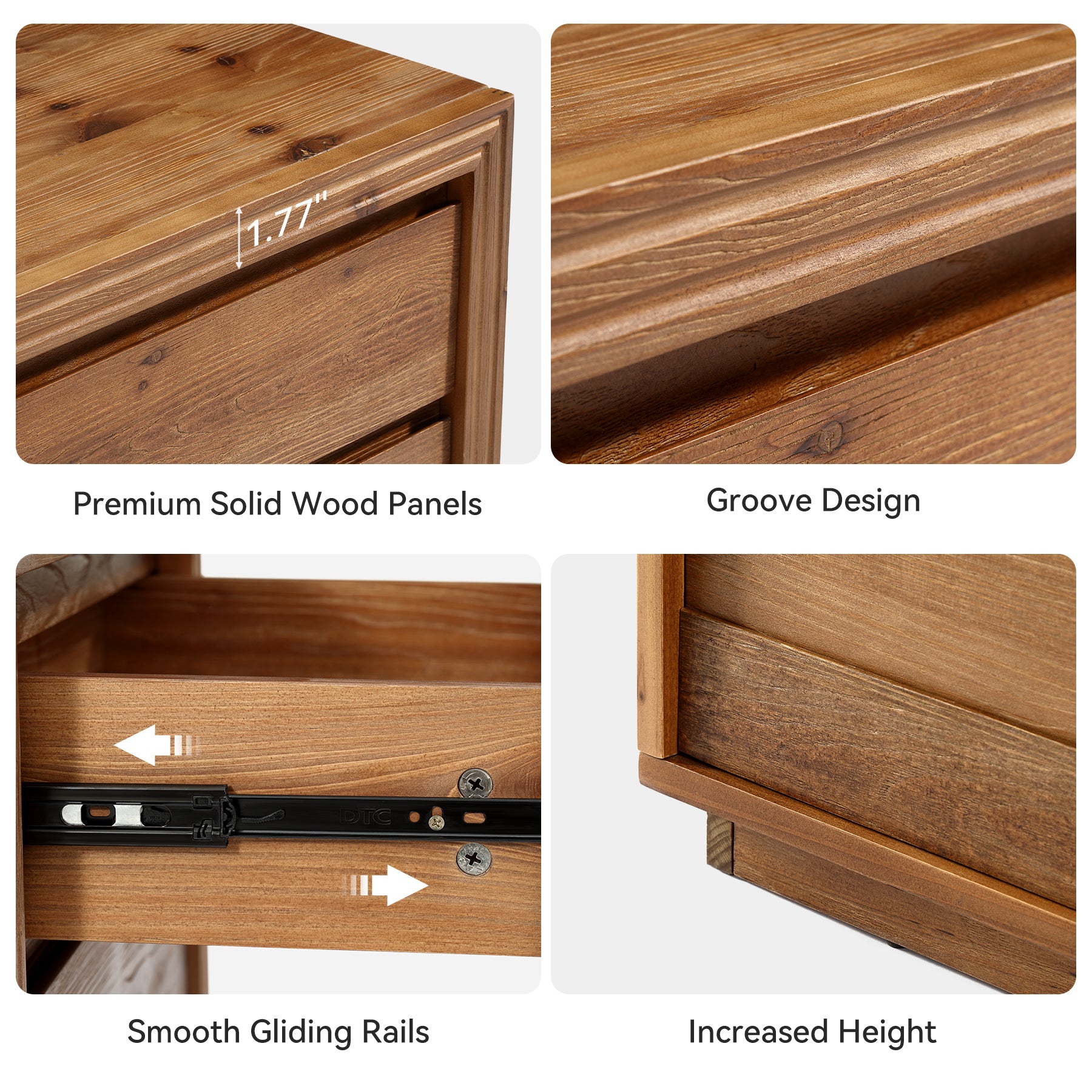 Tribesigns 23.62" Solid Wood End Table with 3 Drawers