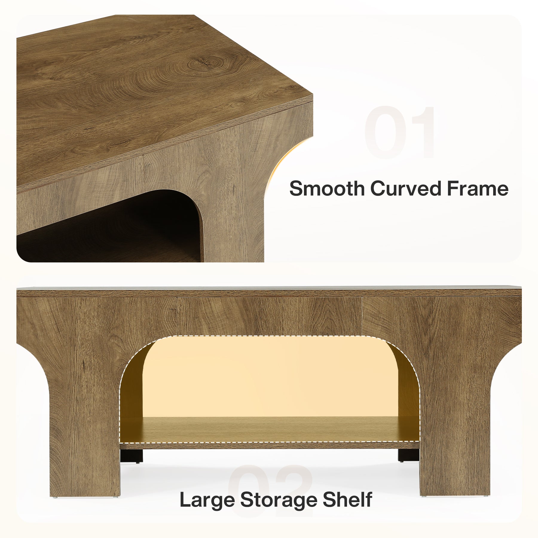 Tribesigns 47.24" Coffee Table, 2-Tier Farmhouse Center Table for Living Room