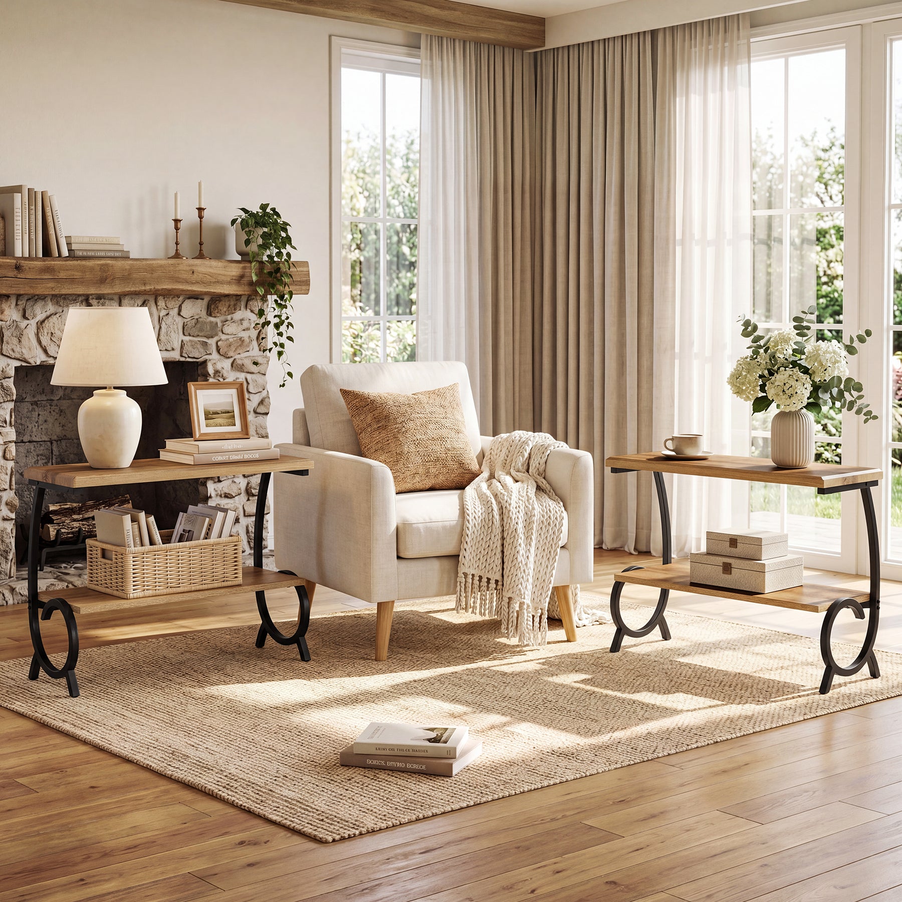 Tribesigns 2-Tier End Table, J-Shaped Side Table for Living Room