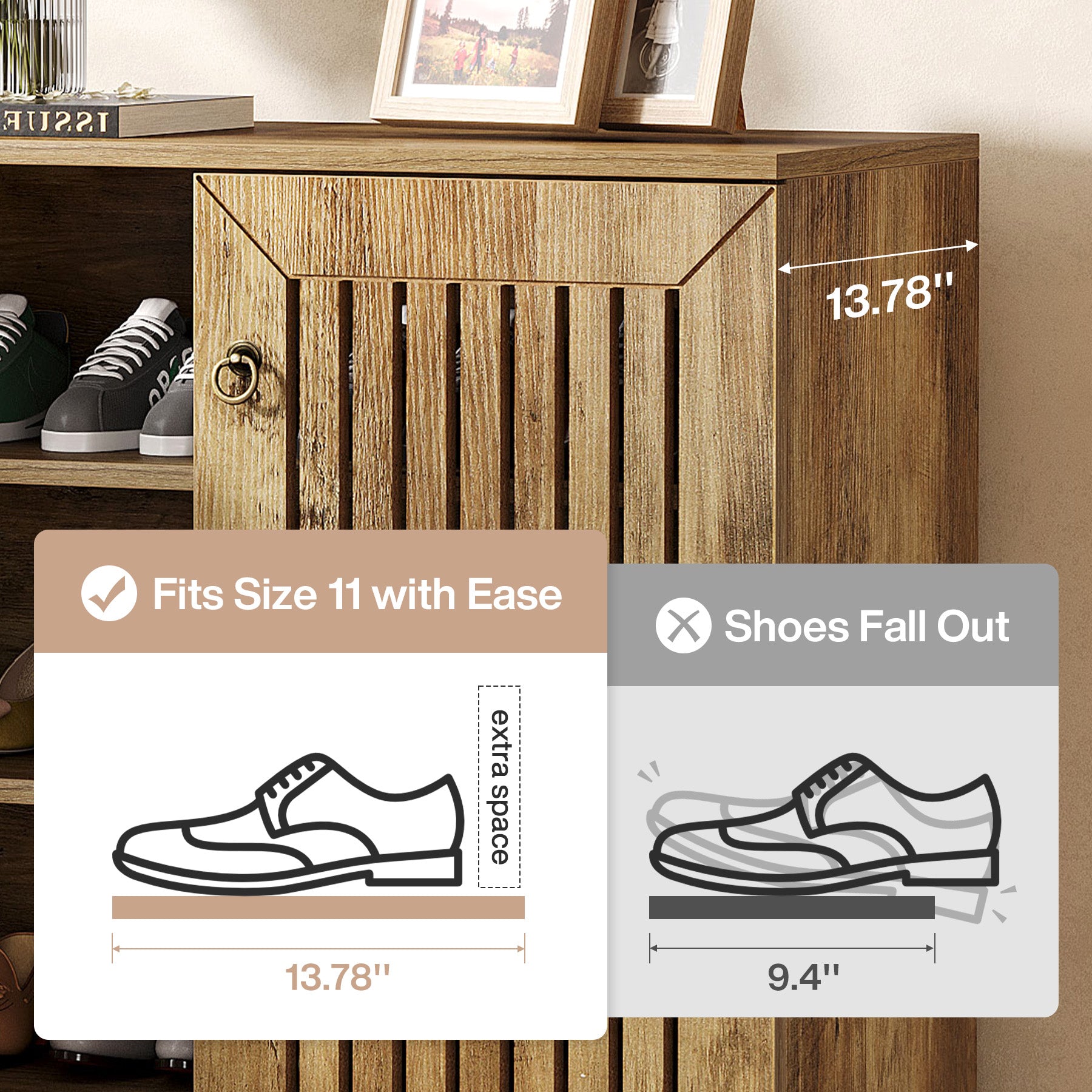 5-Tier Shoe Cabinet with Doors, Entryway Shoe Rack Organizer for Living Room, Hallway