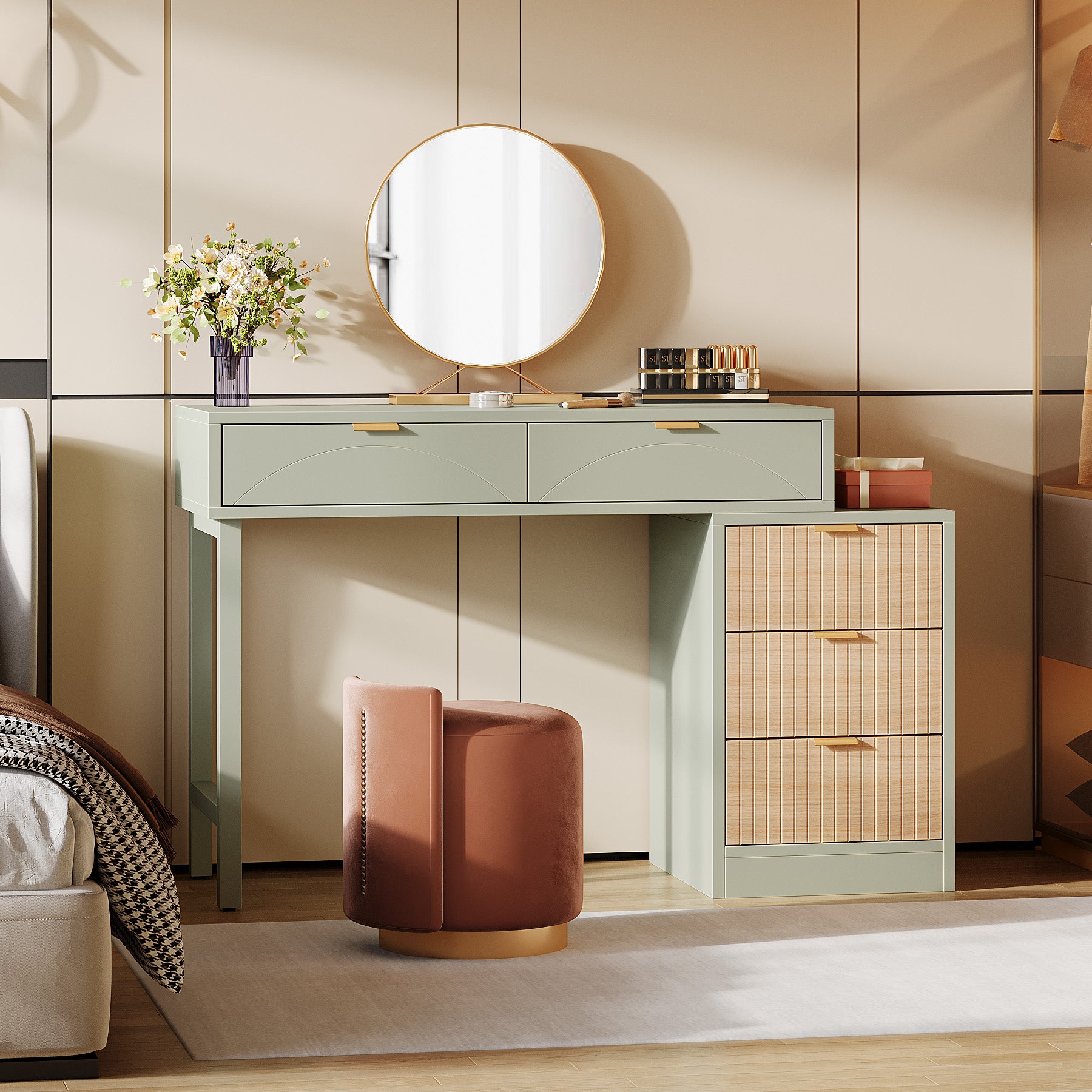 55" Makeup Vanity Table, Rustic Dressing Table Makeup Table