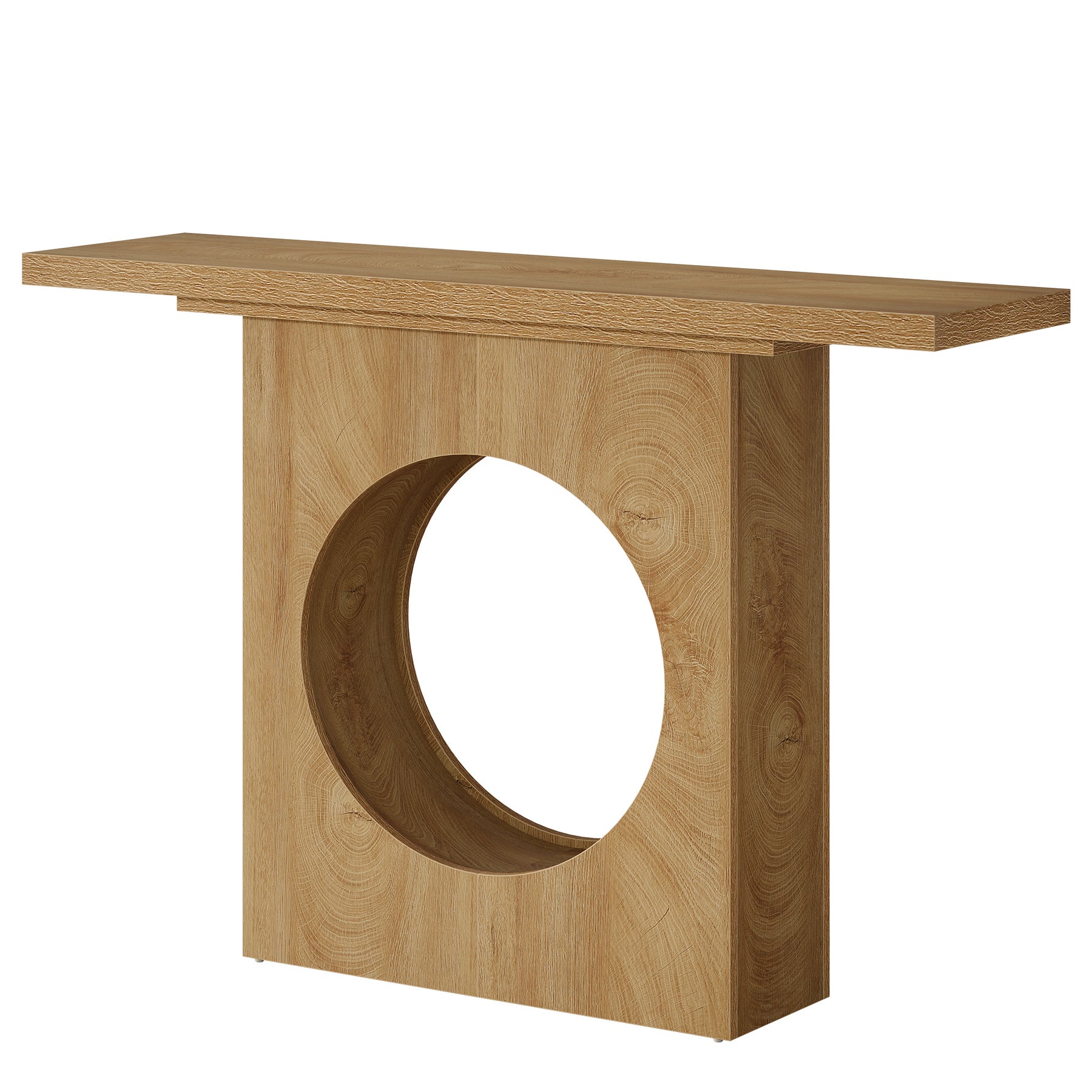 41.3" Narrow Farmhouse Console Table with Round Cutout Design, Slim Entryway Sofa Table