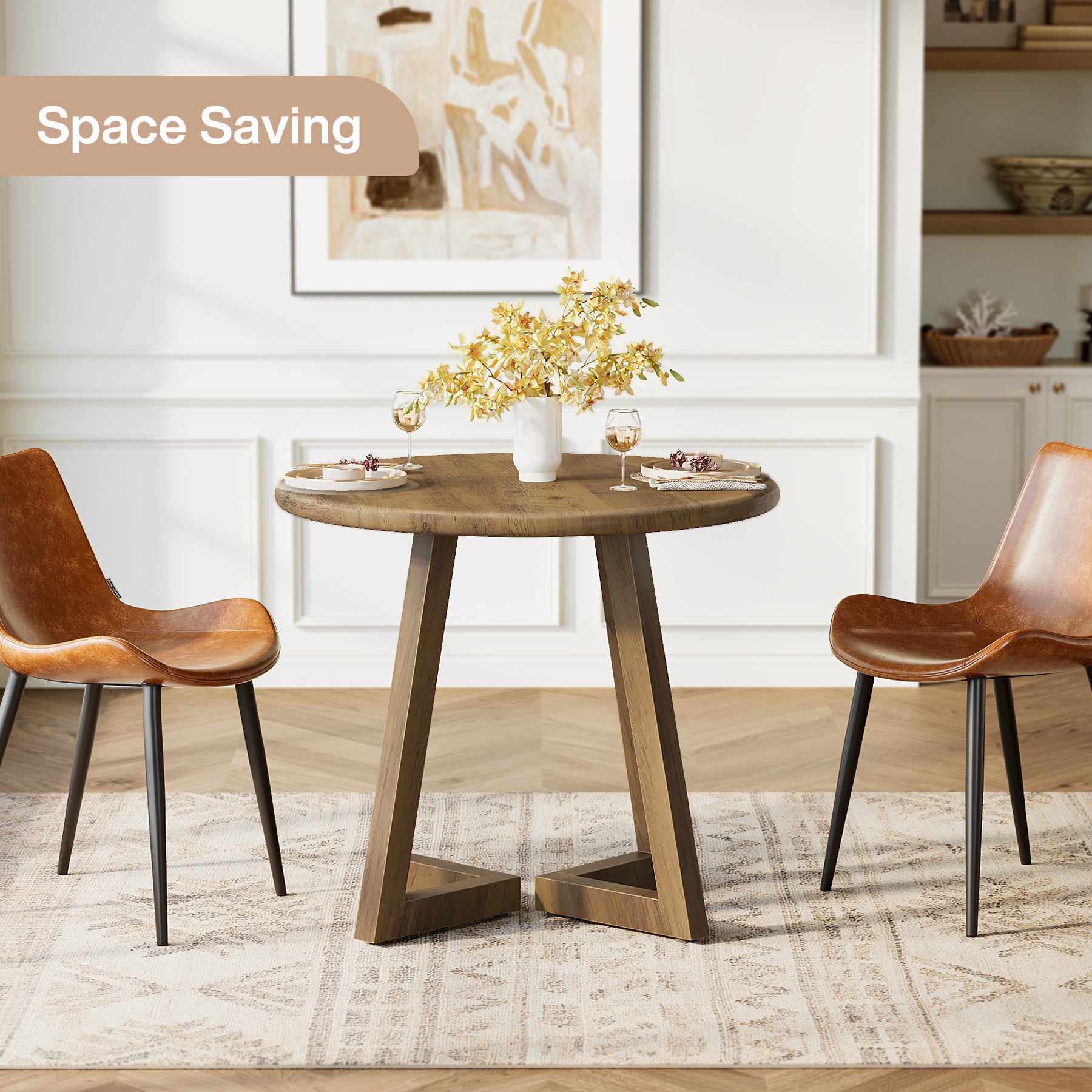 Round Dining Table for 2-4 People, 31.5" Kitchen Table for Dining Room
