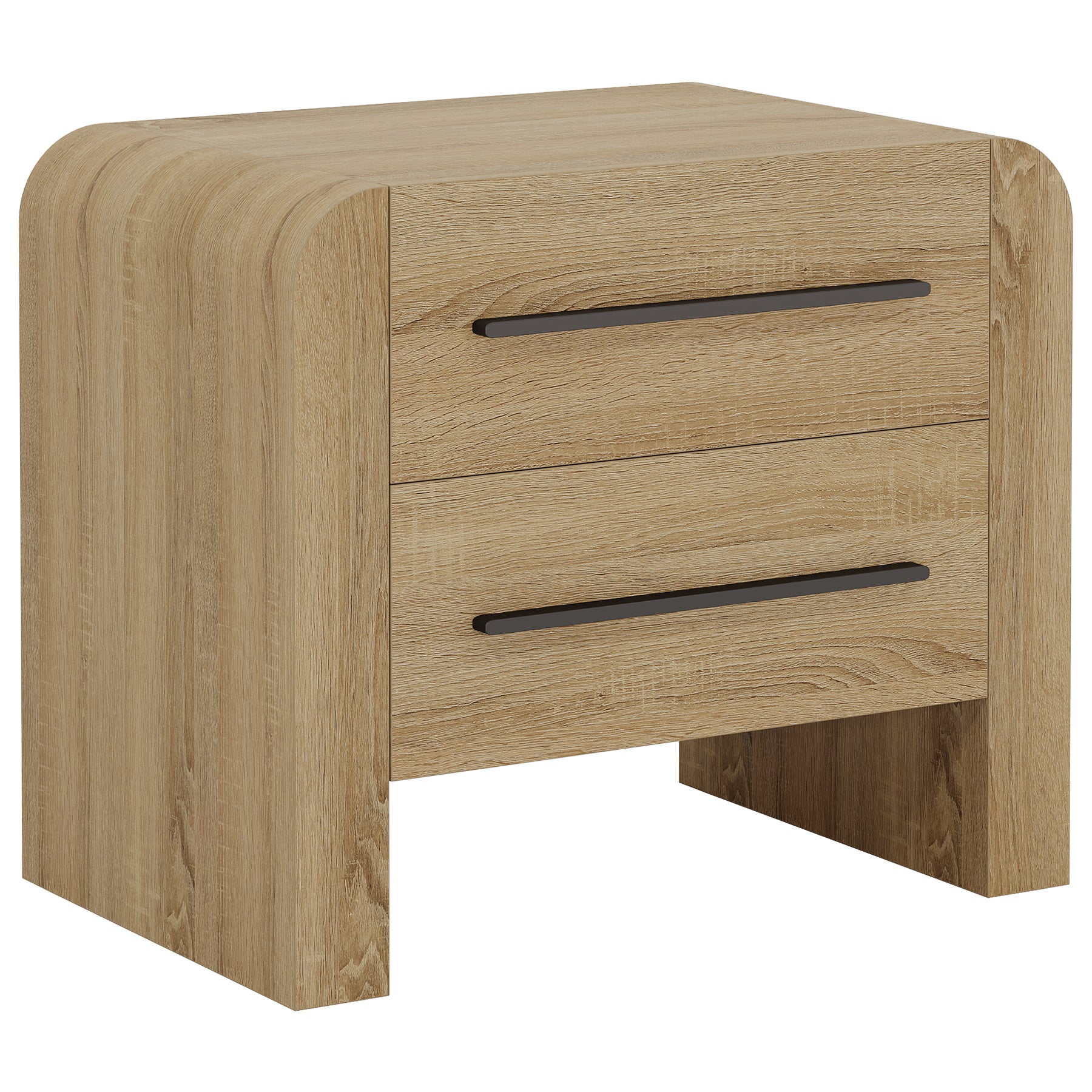 27.55" Nightstand with 2 Drawers, Modern Curved Bedside Table with Storage