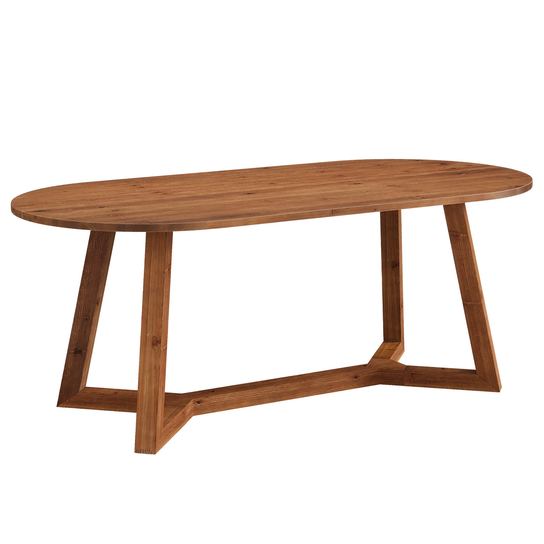 Solid Wood Oval Dining Table, 63" Kitchen Table with Sturdy Tapered Legs for 4-6