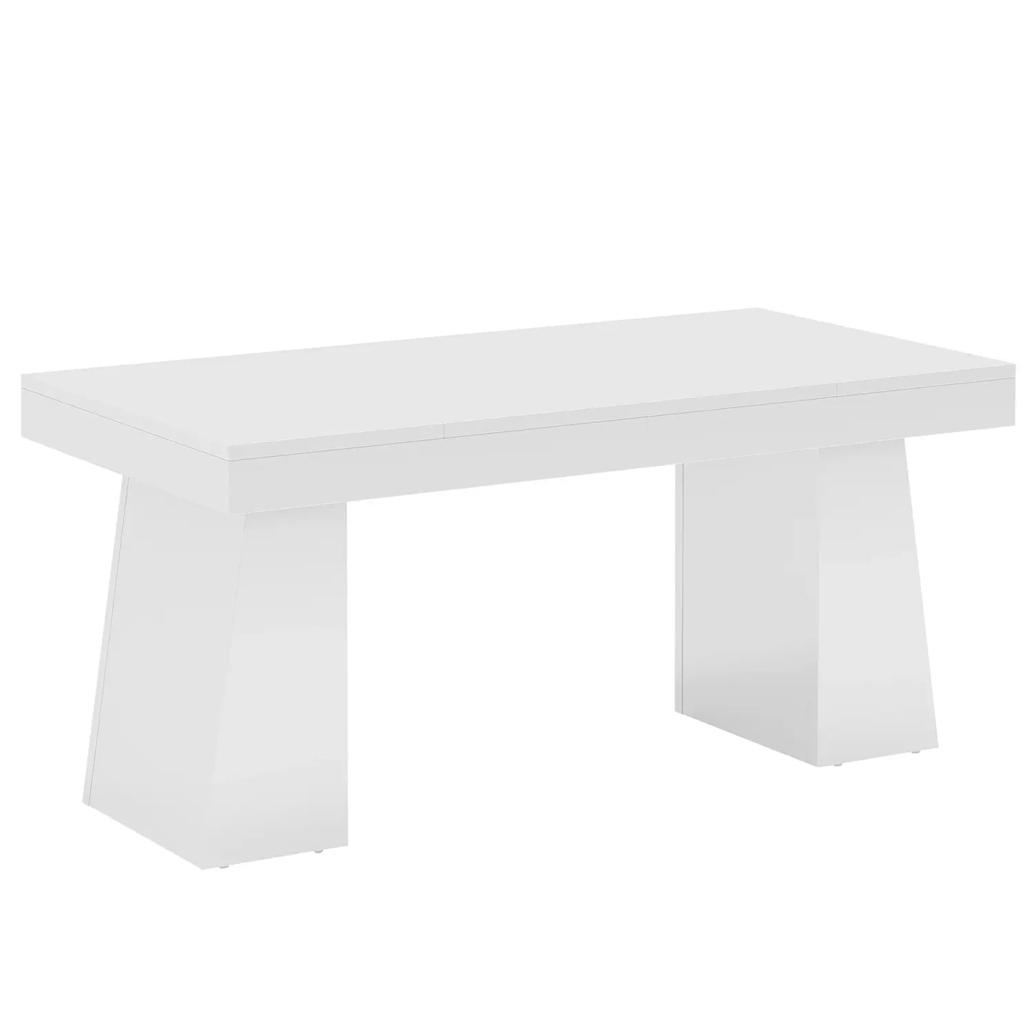 55" Executive Desk with Double Trapezoid Base, Modern Wooden Computer Desk for Home Office