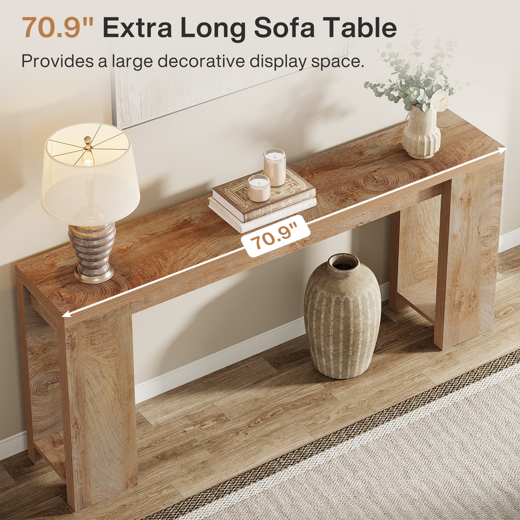 Tribesigns 70.9" Extra Long Console Table, Farmhouse Narrow Sofa Table for Entryway