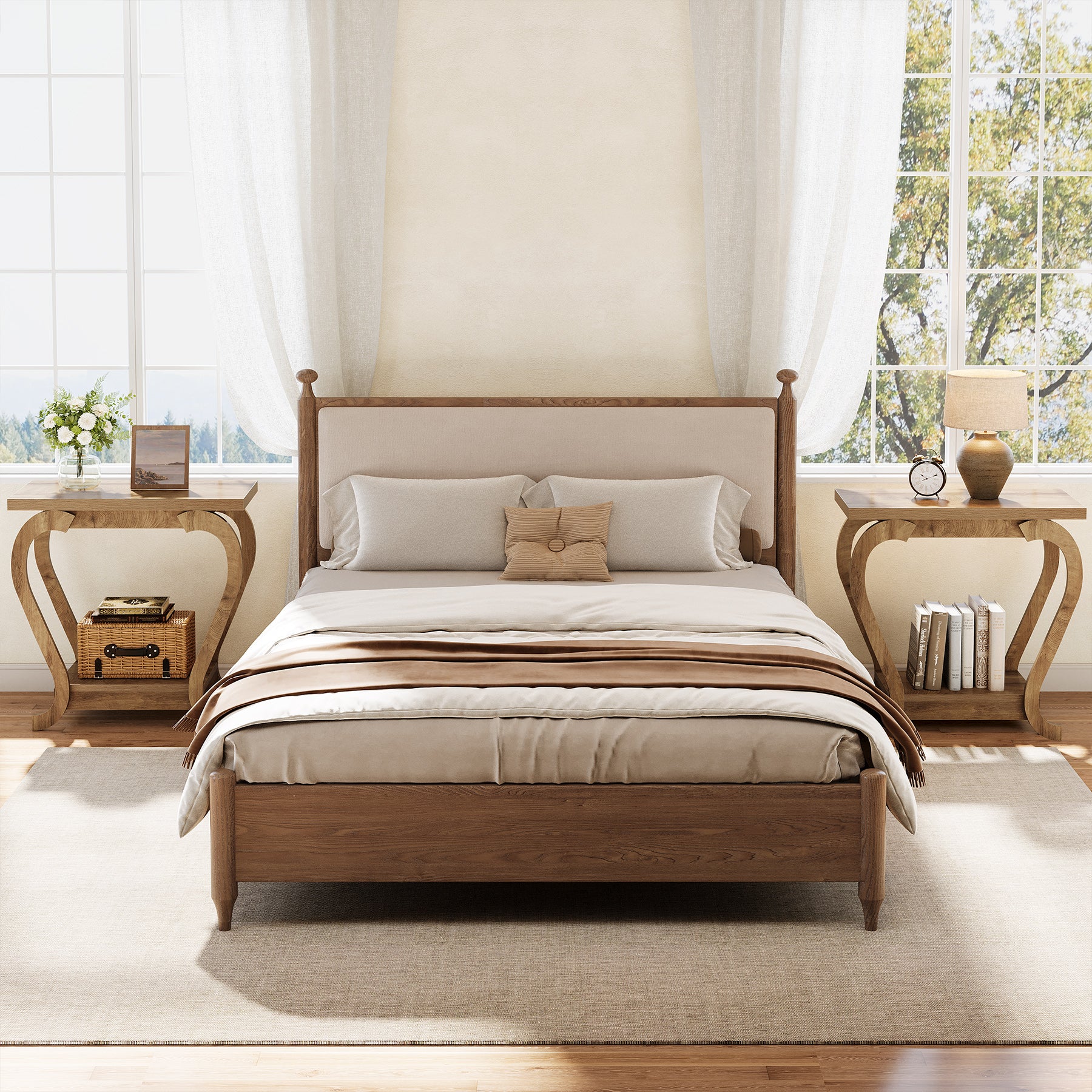 2-Tier End Table, Narrow Accent Side Table with with Storage Shelves