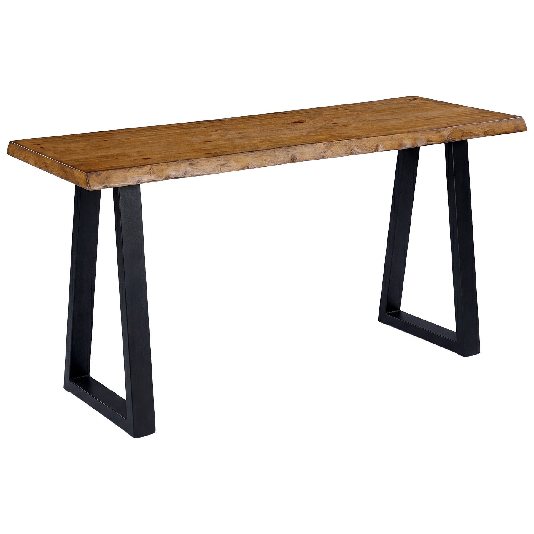 Solid Wood Bar Table, 63” Counter Height Table with Metal Legs for Kitchen