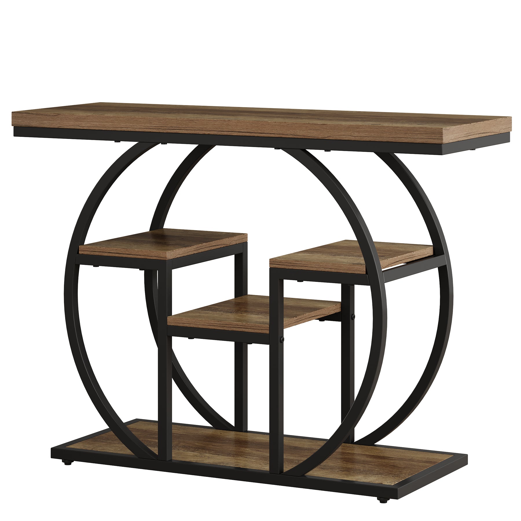 41.3" Industrial Console Table, 4-Tier Sofa Table with Storage Shelves