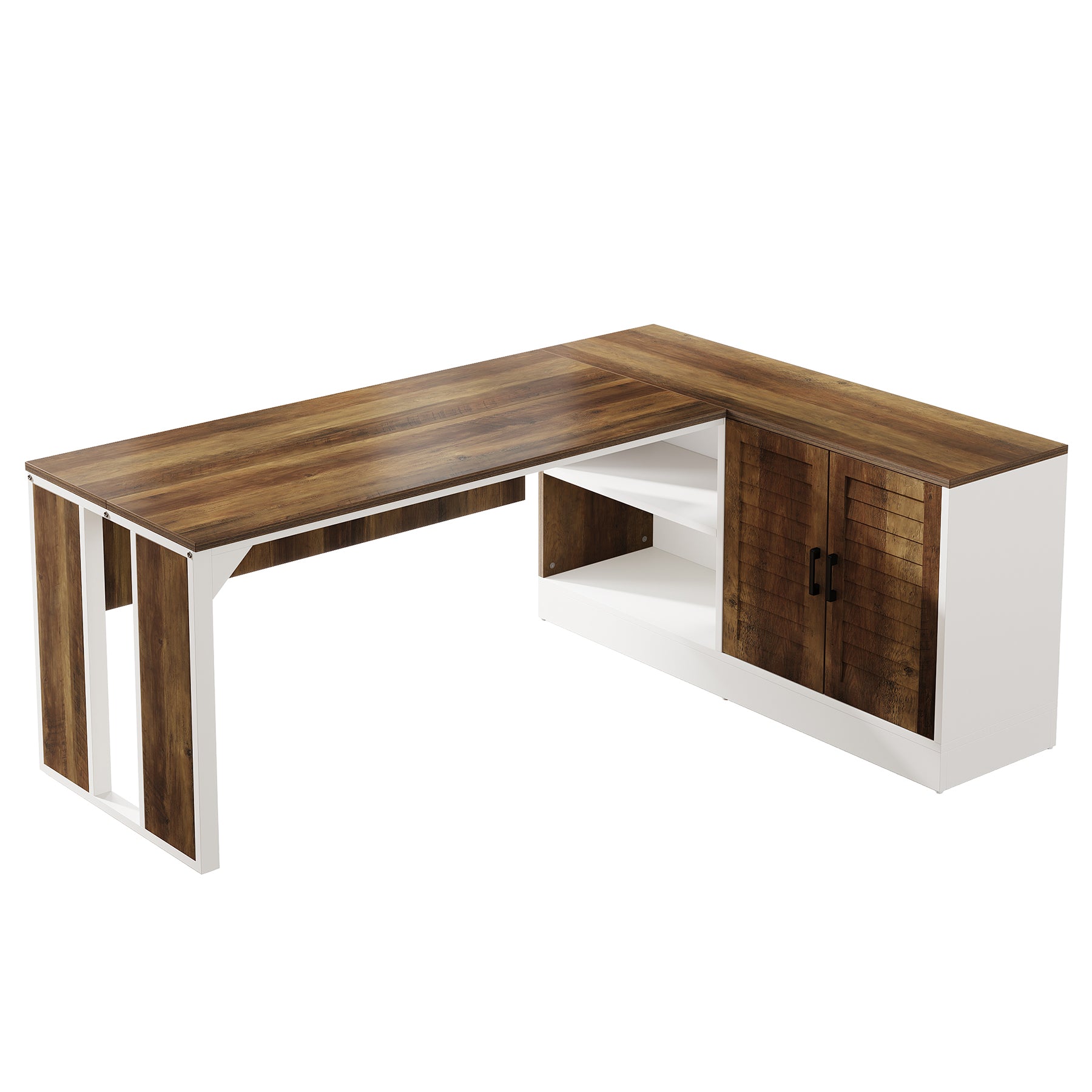 L - Shaped Executive Desk, 70.87" Office Desk with Storage Cabinet Tribesigns