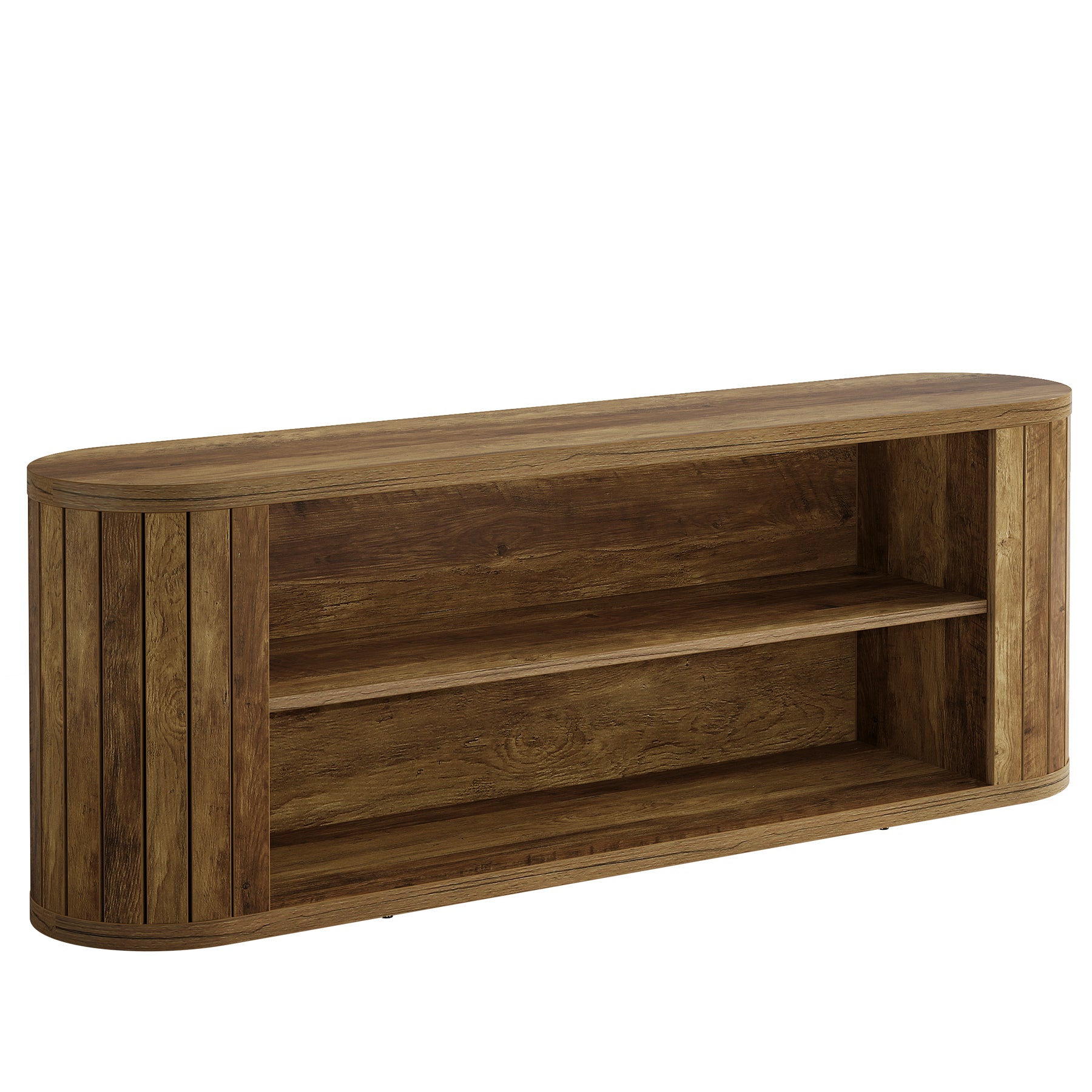 63" TV Stand, Farmhouse Entertainment Center with 3-Tier Storage Shelf