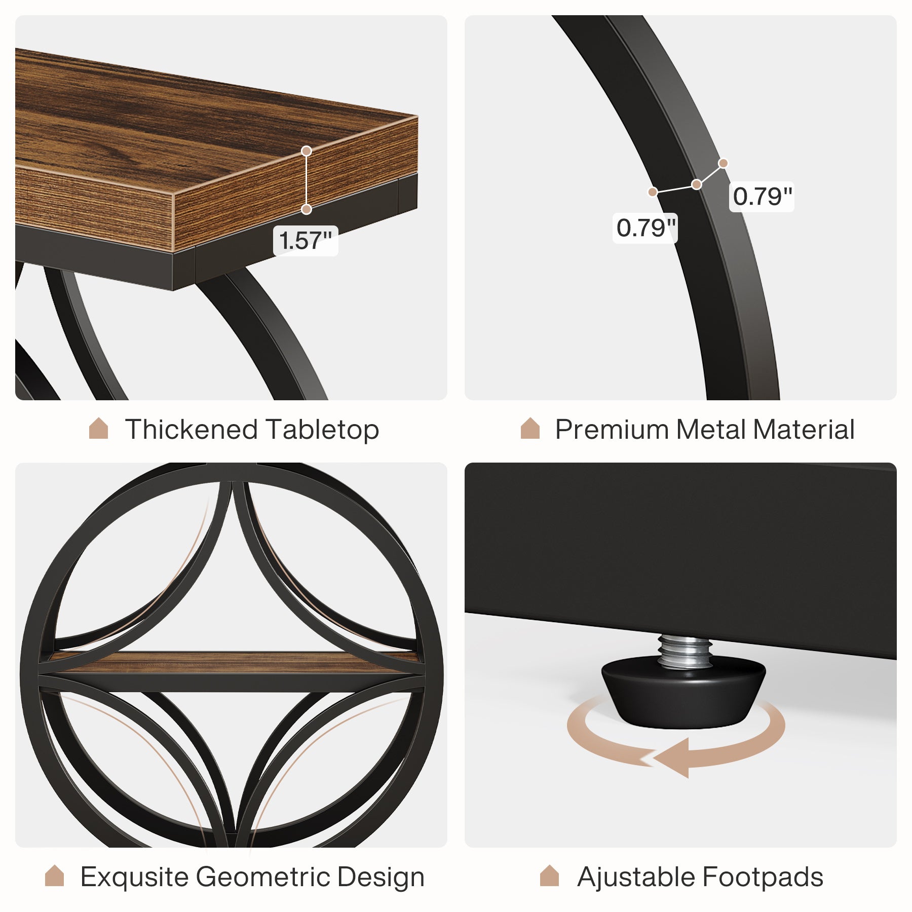Industrial End Table, Narrow Bedside Table with 3 - Tier Storage Tribesigns