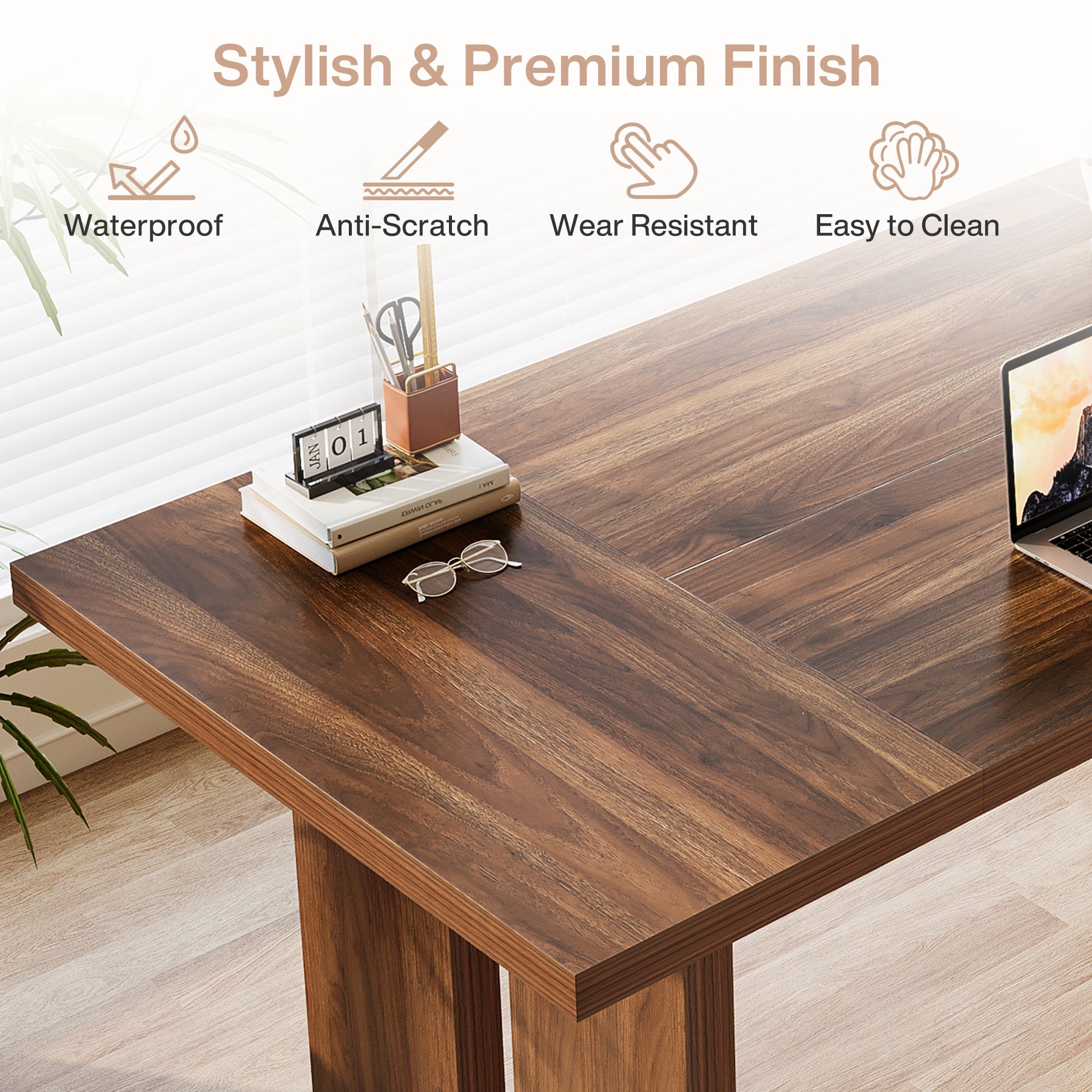 63" Executive Desk, Mid - Century Modern Computer Desk Writing Table Tribesigns