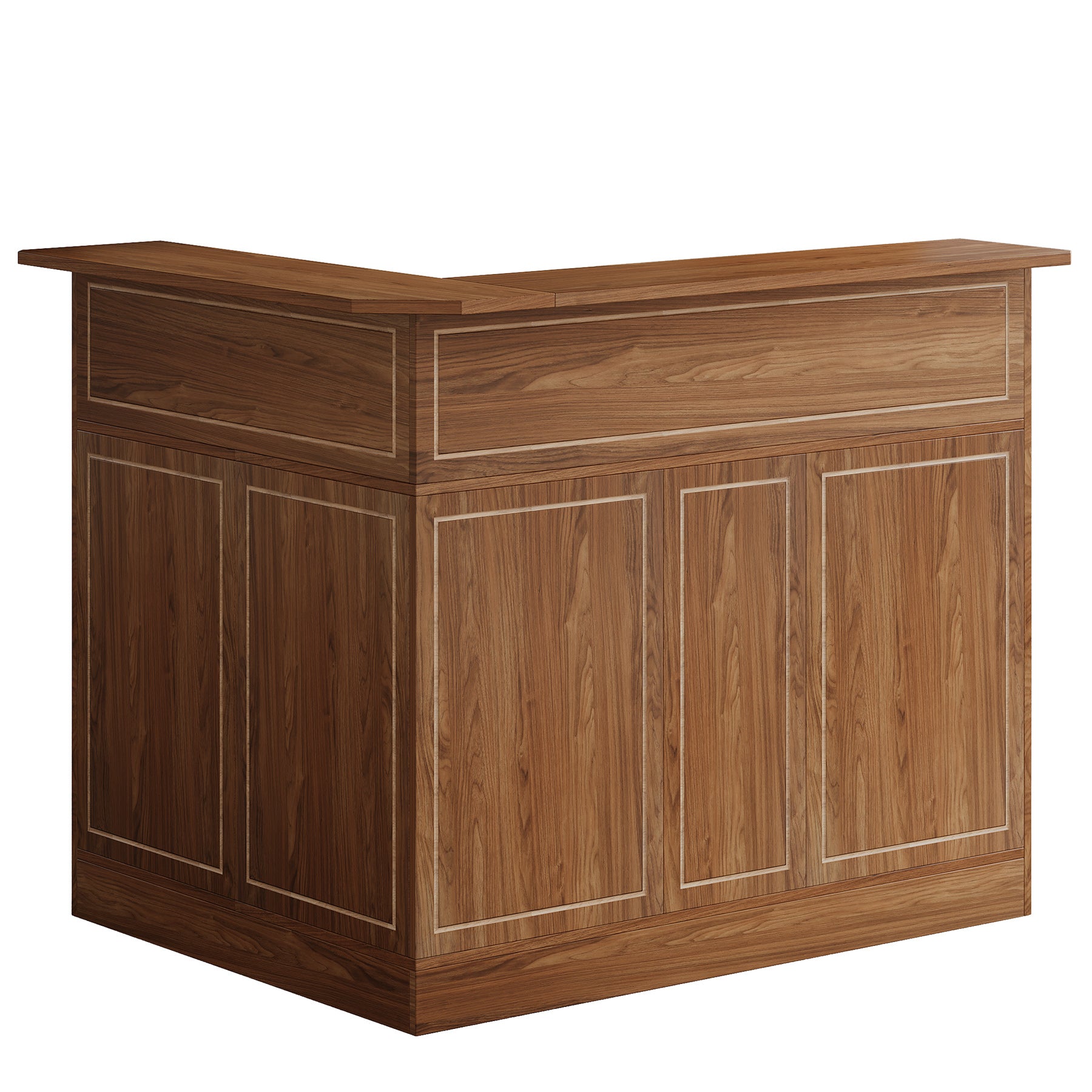 L-Shaped Reception Desk with Storage Shelves, Modern Front Desk for Small Office or Salon