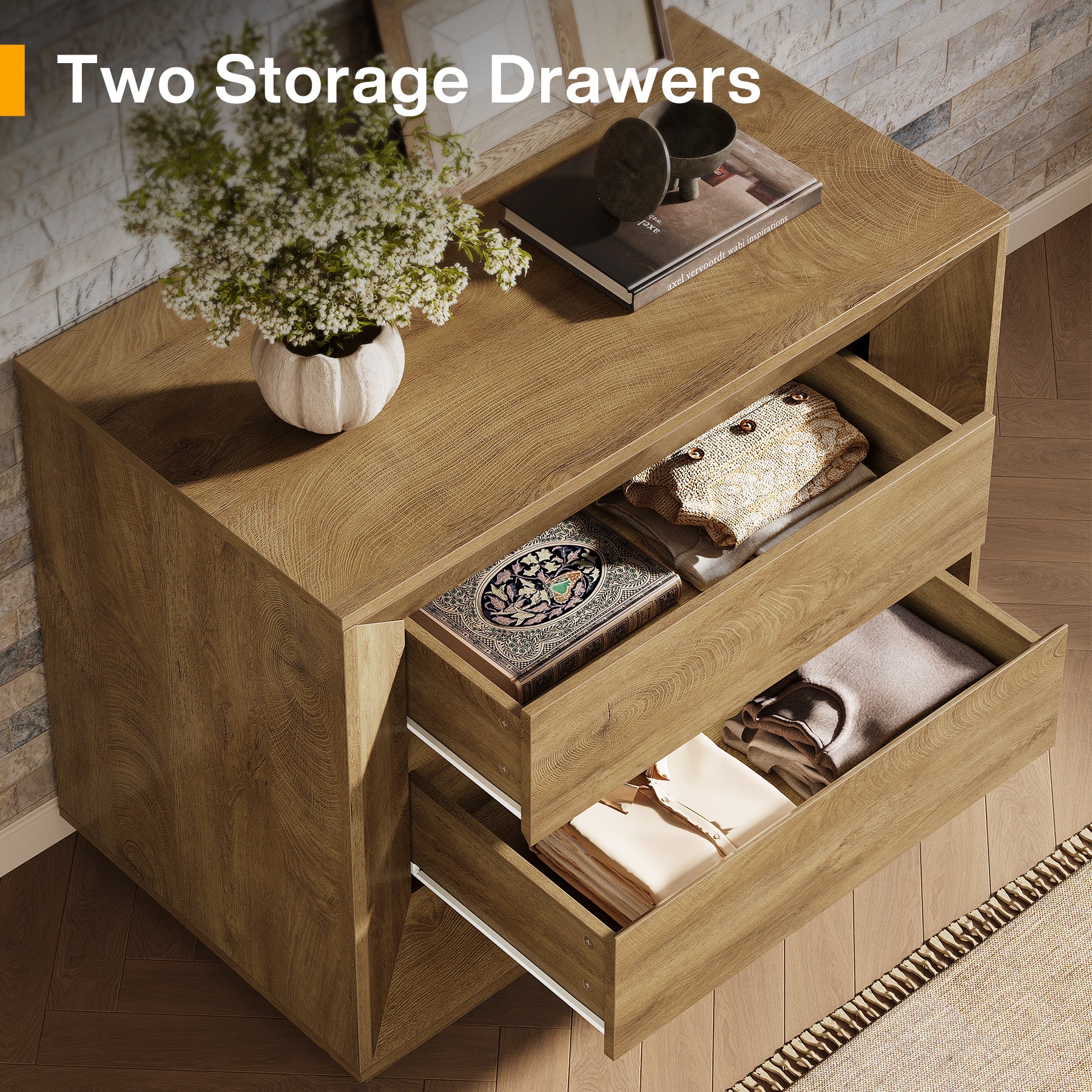 35.43" Wide Nightstand, Large Bedside Table with Drawers