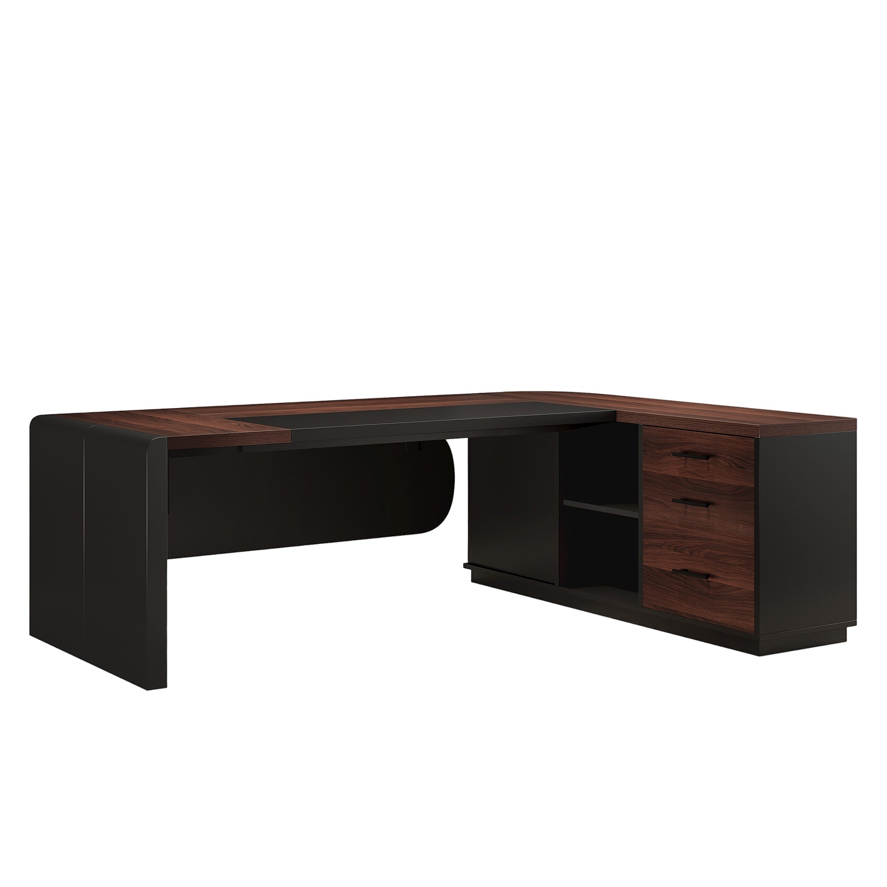 80" Executive Desk, L - Shaped Computer Desk with Storage Drawers Tribesigns