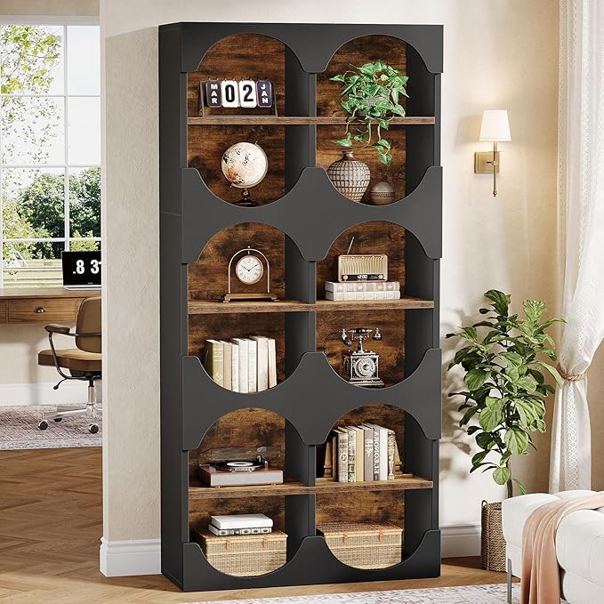 70.8" Bookshelf, 6 - Tier Freestanding Bookcase with Half Round Edges Tribesigns