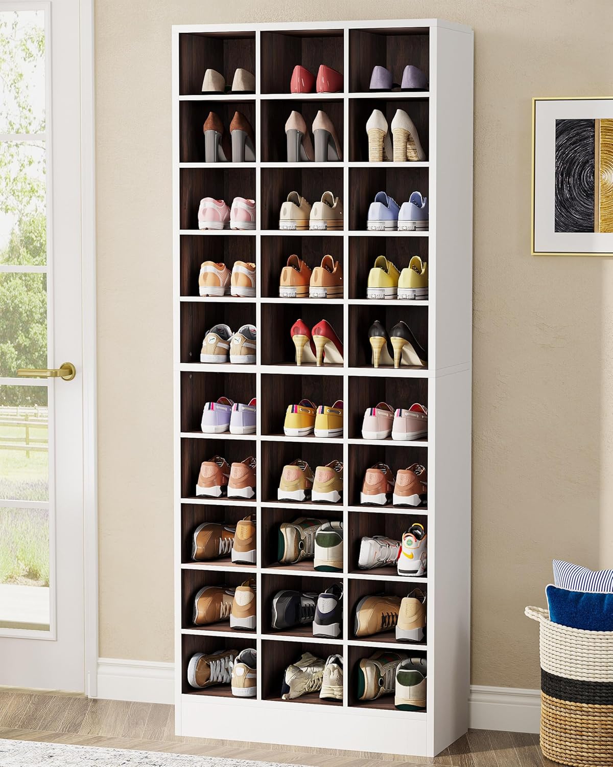 70.8" Freestanding Shoe Cabinet, 10-Tier Shoe Rack Storage Organizer with 30 Cubbies
