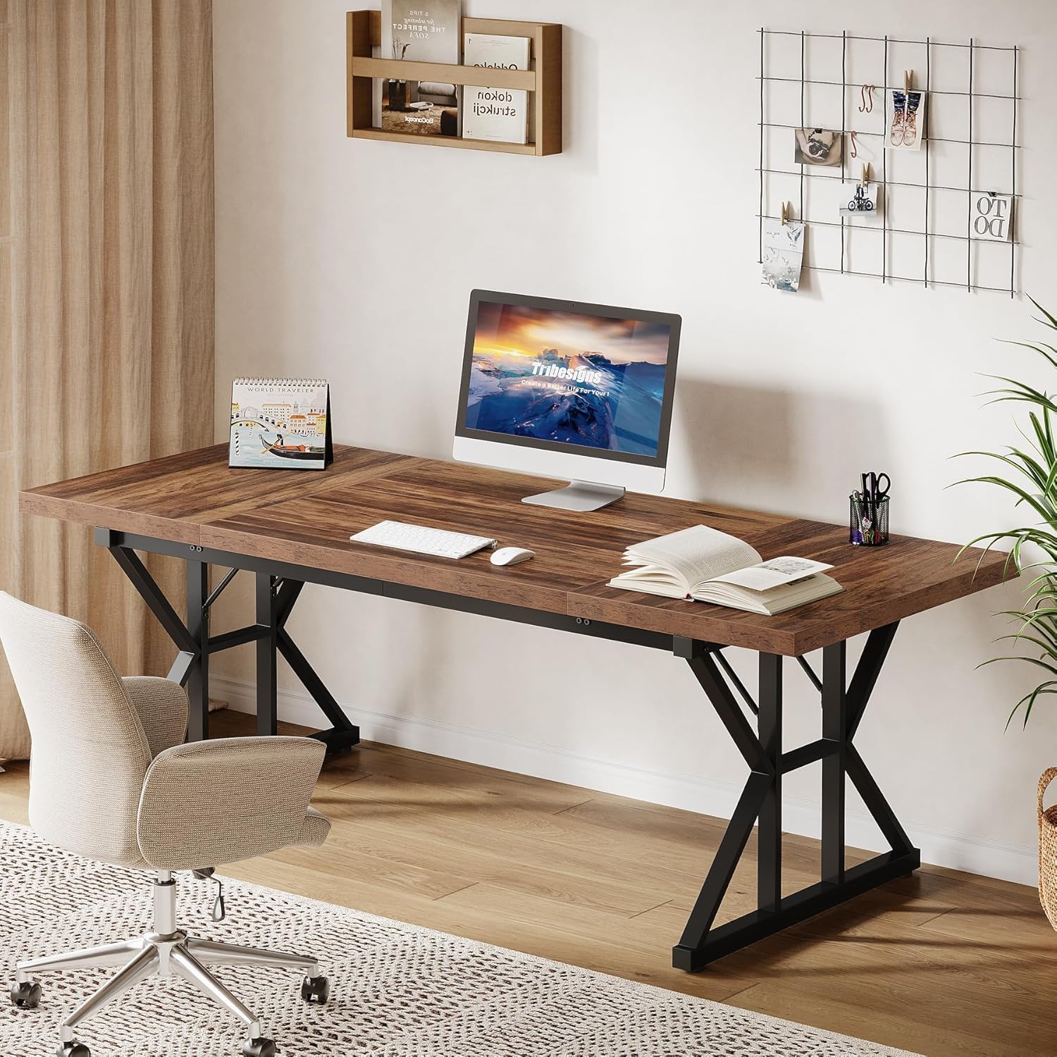 Tribesigns 70.86" Executive Desk, Industrial Style Computer Desk for Home Office