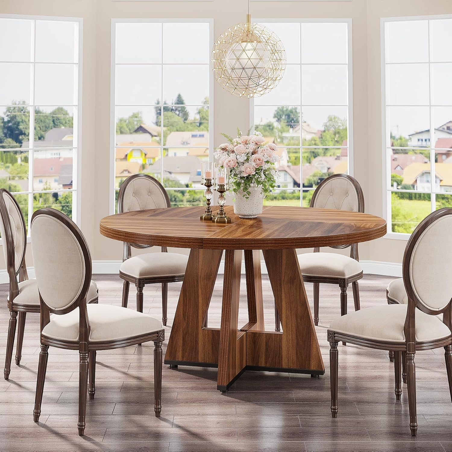 Tribesigns 47 Inch Round Dining Table, Farmhouse Kitchen Table for 4-6