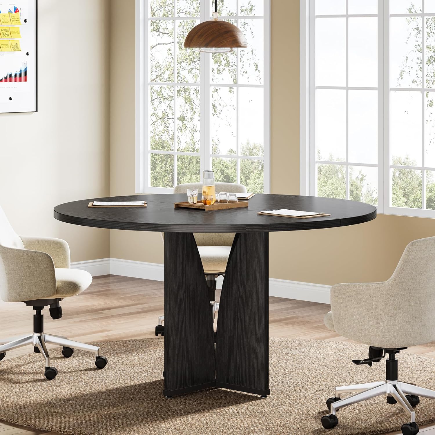 39" Round Conference Table for 4, Multi-Purpose Office Table for Meetings